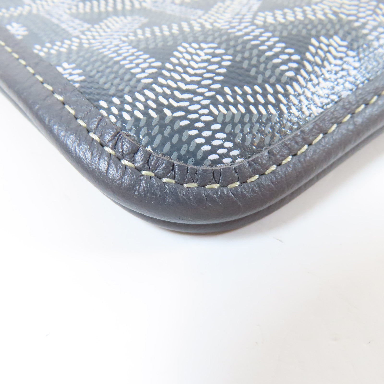 GOYARD 【激減優惠】塗層帆布Plumet Pocket Wallet銀扣肩背袋灰色