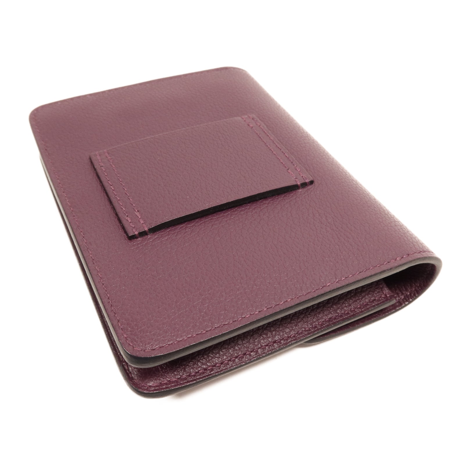 HERMES Evercolour皮革Roulis Slim金扣手拿包Cassis