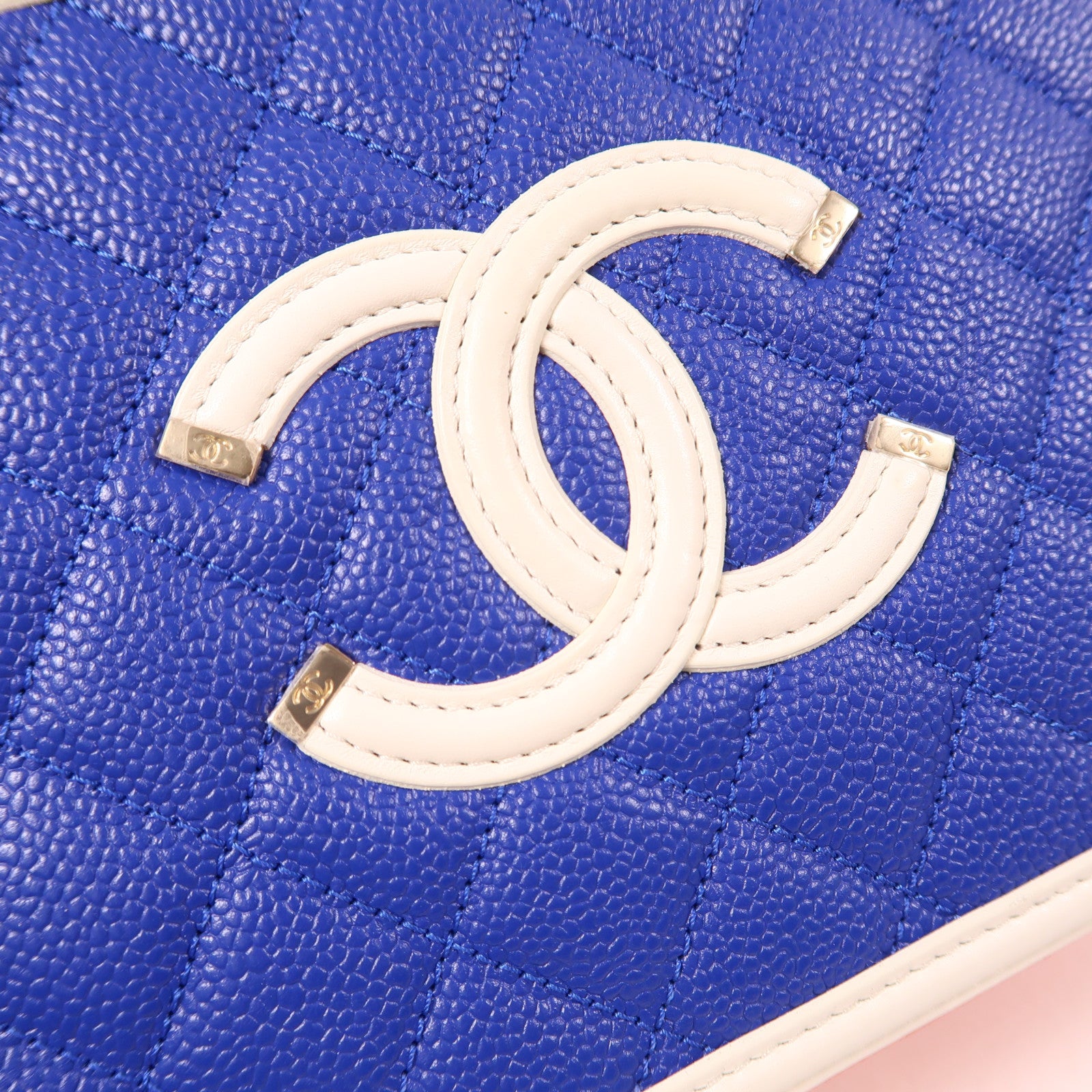 CHANEL 【激減優惠】牛皮皮革Vanity Case金扣鏈帶手挽肩背兩用袋