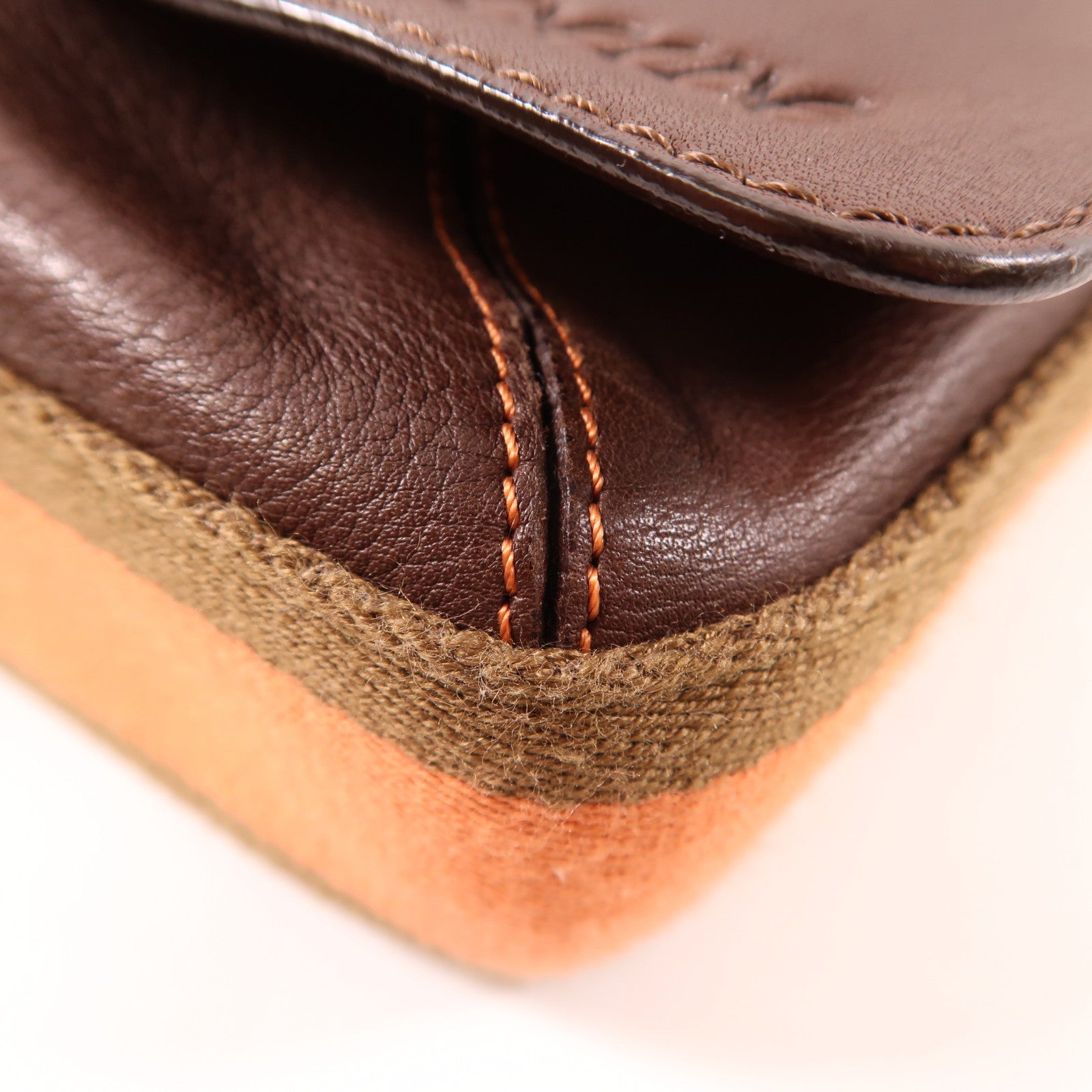 LOEWE 牛皮皮革Messenger Bag金扣斜挎包棕色
