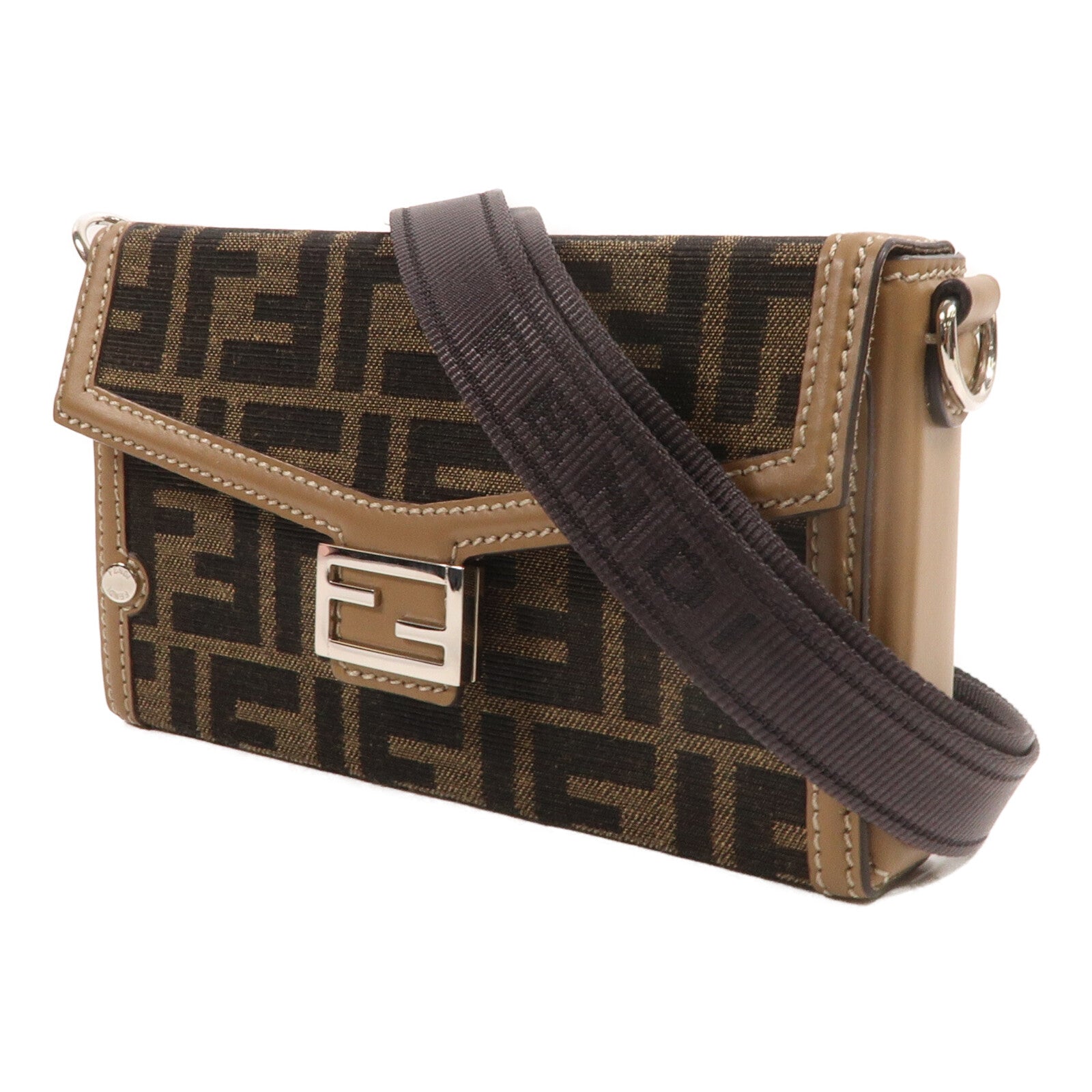 FENDI 帆布/牛皮皮革Bagutte Soft Trunk Phone Case肩背袋