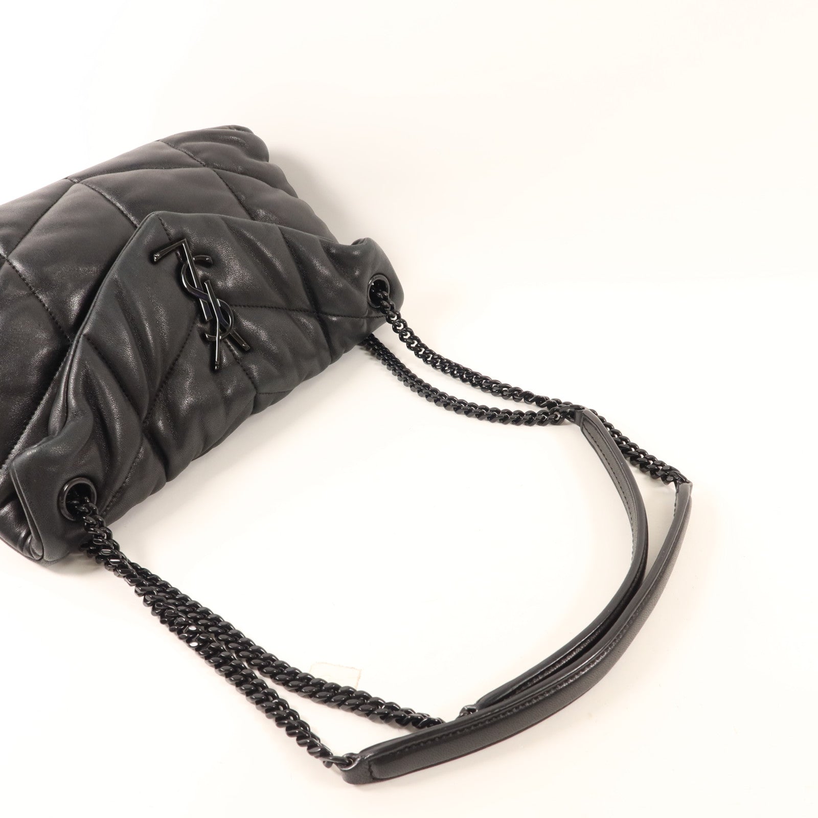 SAINT LAURENT 羊皮皮革Shoulder Bag銀扣手挽肩背兩用袋