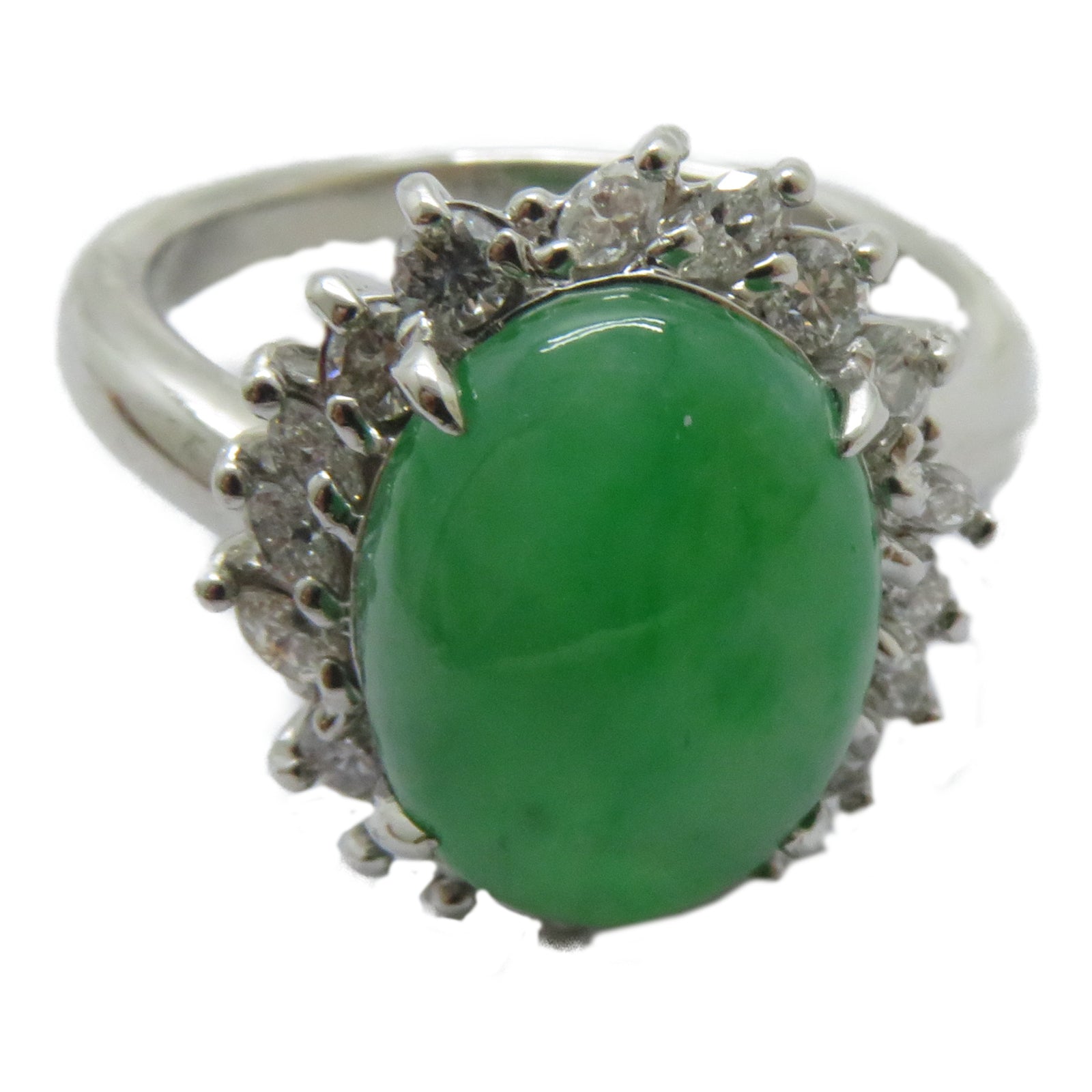 JEWELRY PT900鉑金Jade Ring 5.03ct翡翠/0.53ct鑚石戒指US#6.25