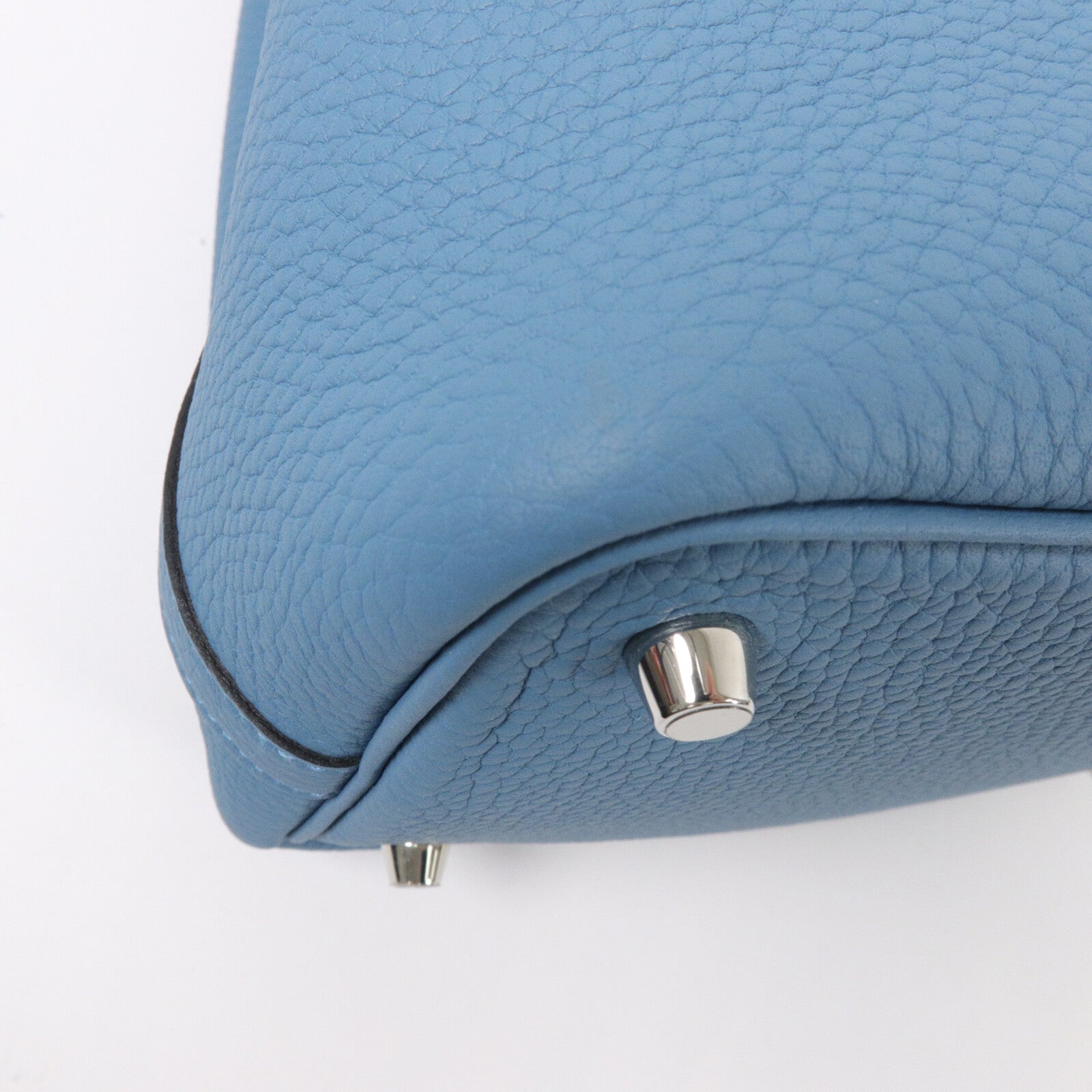 HERMES Clemence皮革Picotin PM手挽袋Bleu Jean
