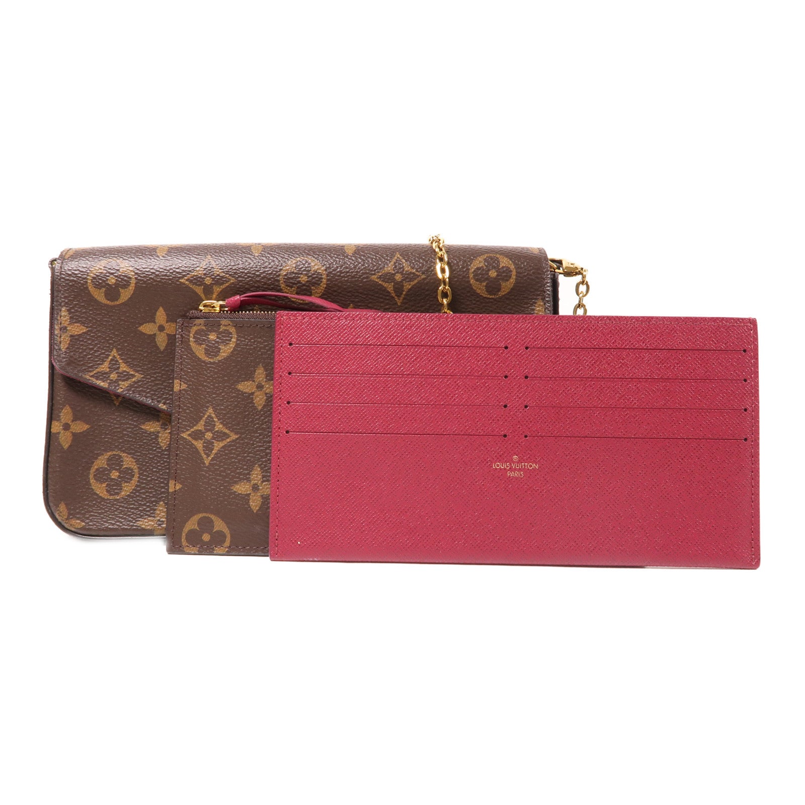 LOUIS VUITTON Monogram Felicie Pochette金扣鏈帶肩背袋棕色