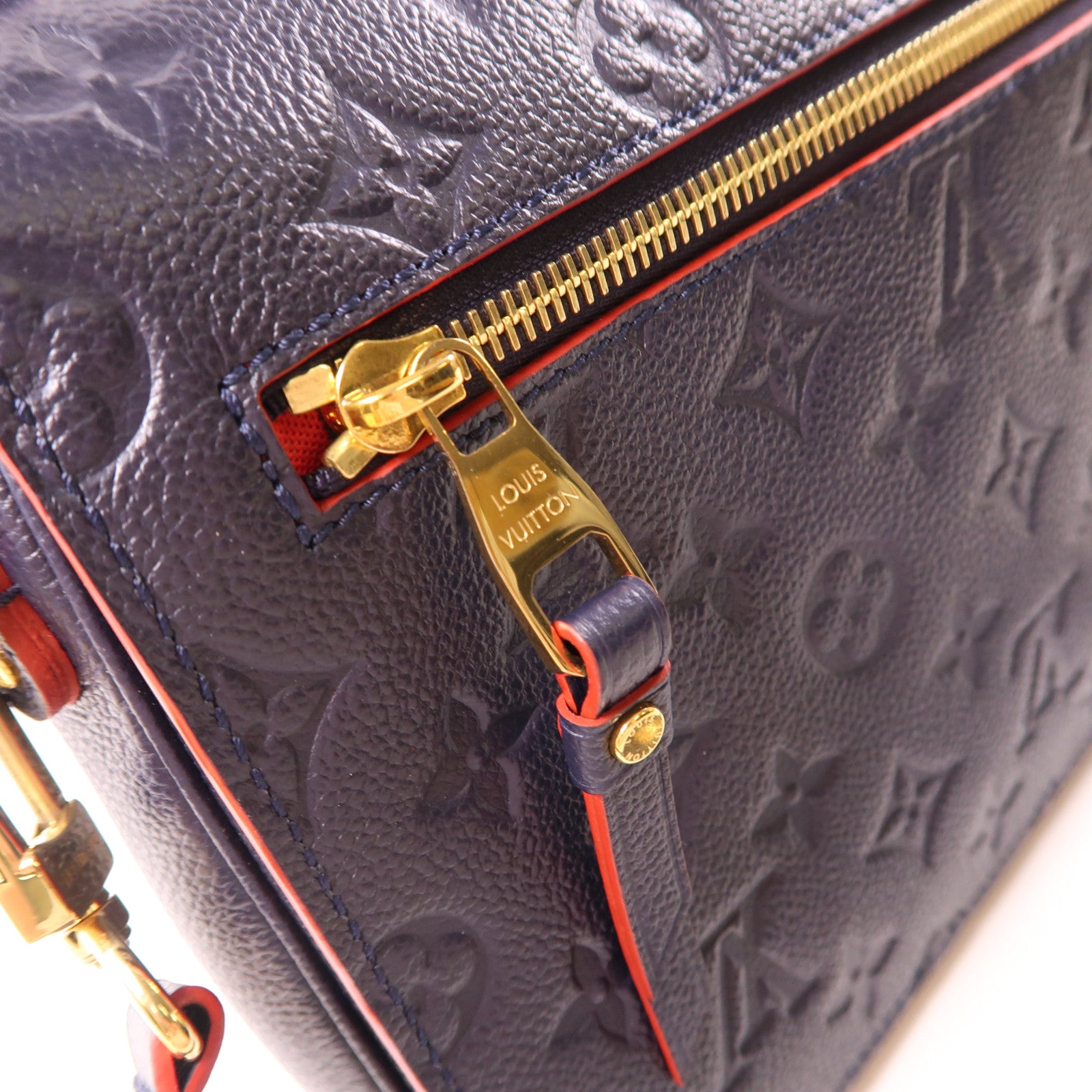 LOUIS VUITTON Monogram Empreinte Pochette Metis金扣手挽肩背兩用袋深藍色