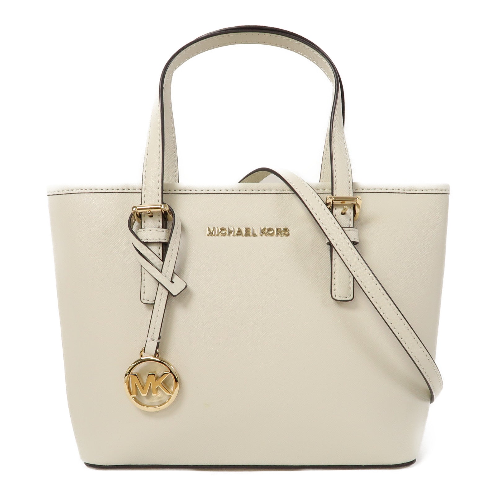 Michael Kors 牛皮皮革Hand Bag金扣手挽肩背兩用袋白色