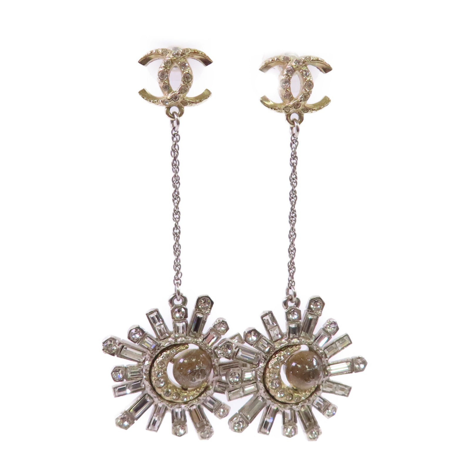 CHANEL 金屬/水鑽Rhinestones CC Earrings耳環金色/銀色