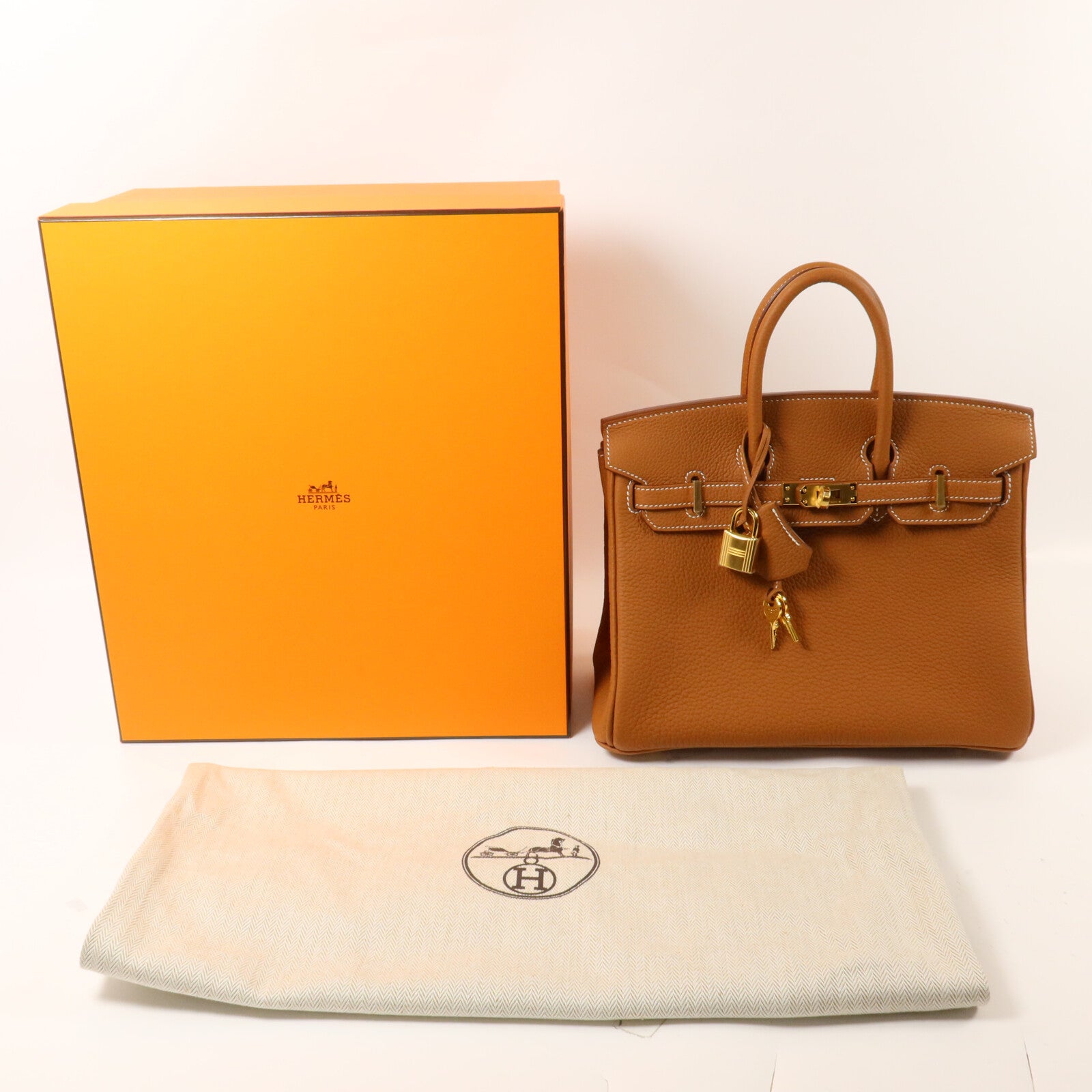 HERMES Togo皮革Birkin 25手挽袋Gold