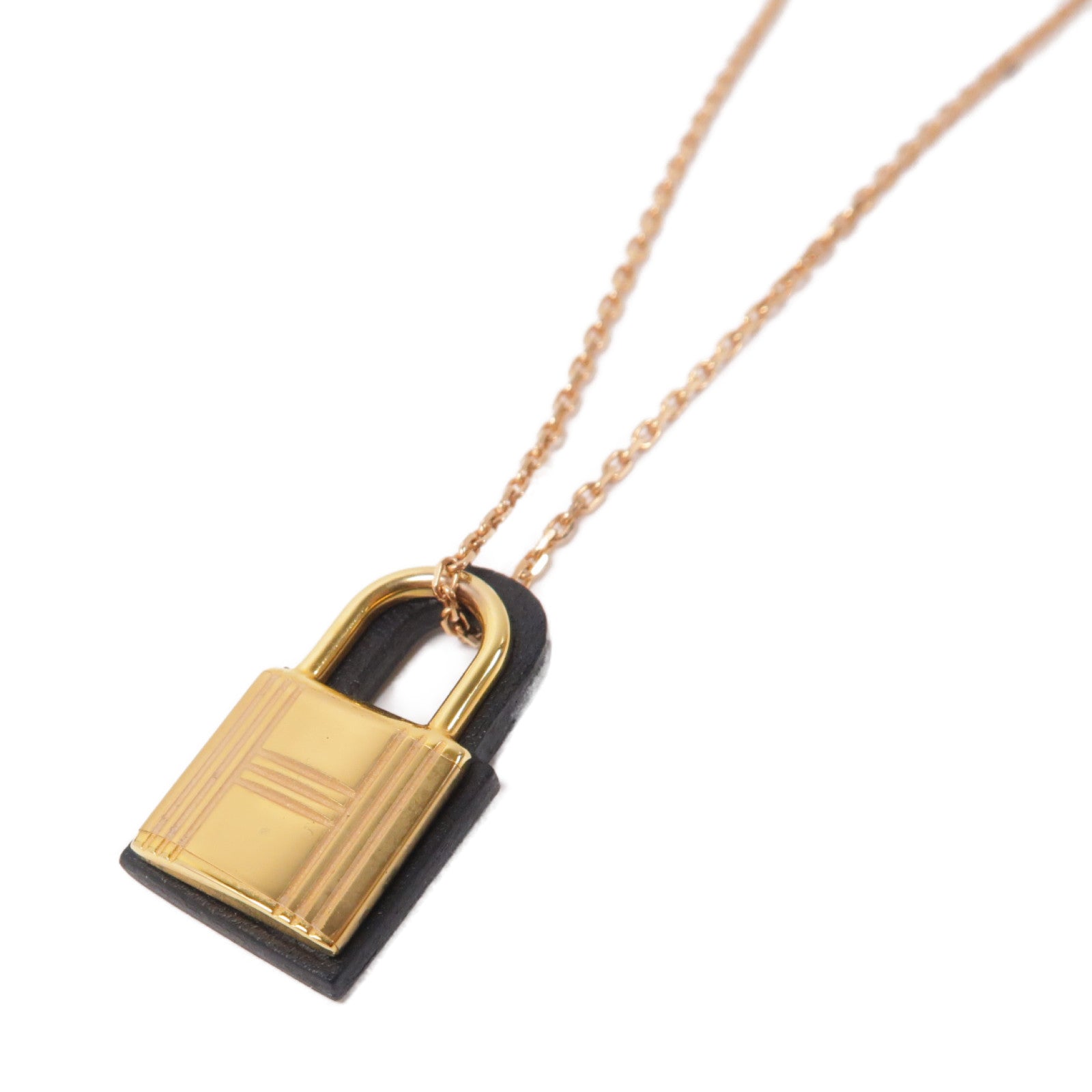 HERMES 皮革/金屬O'Kelly Necklace項鏈黑色/啡色