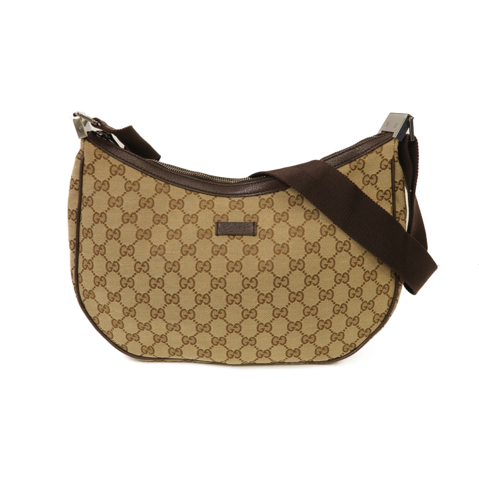 GUCCI 帆布Shoulder Bag銀扣肩背袋啡色