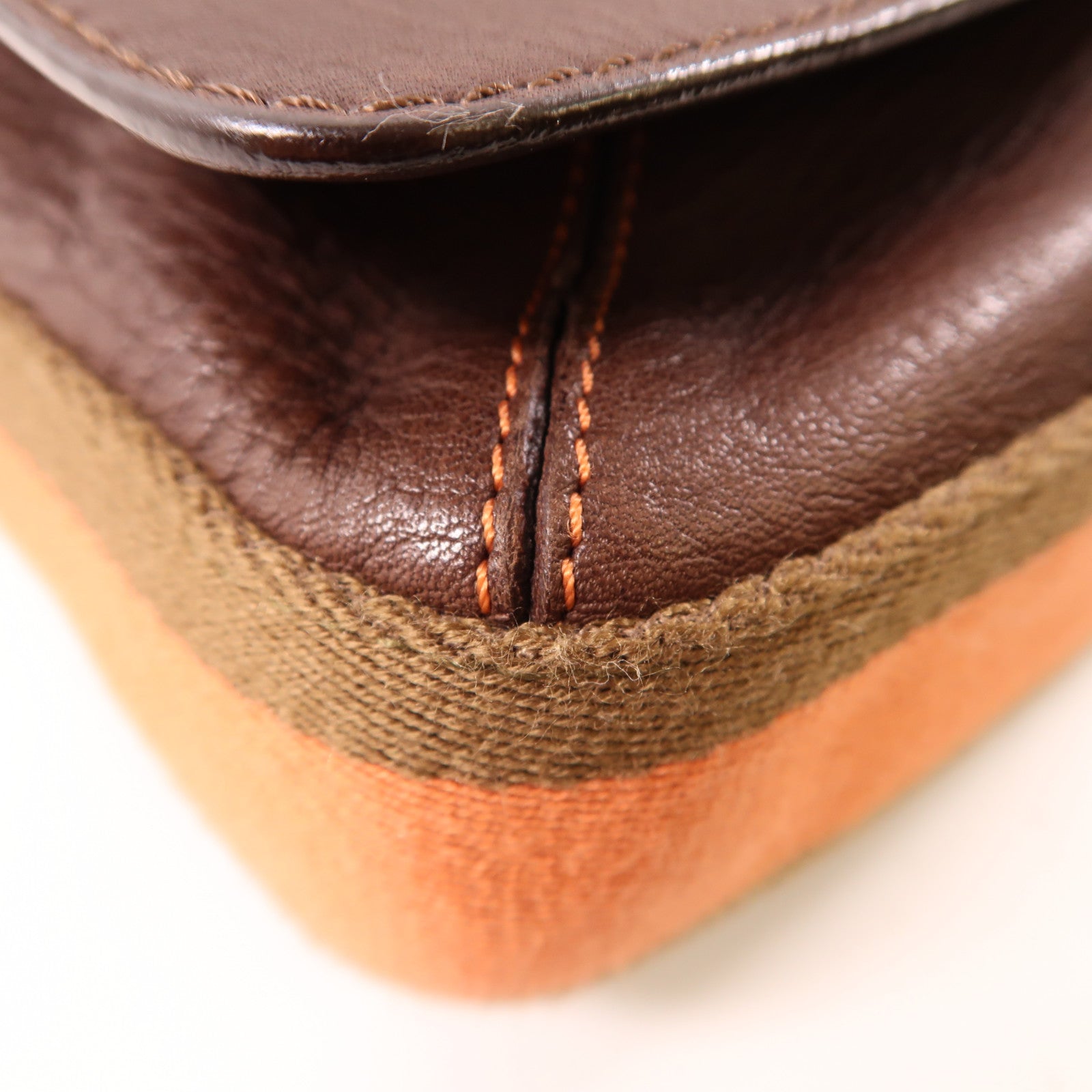 LOEWE 牛皮皮革Messenger Bag金扣斜挎包棕色