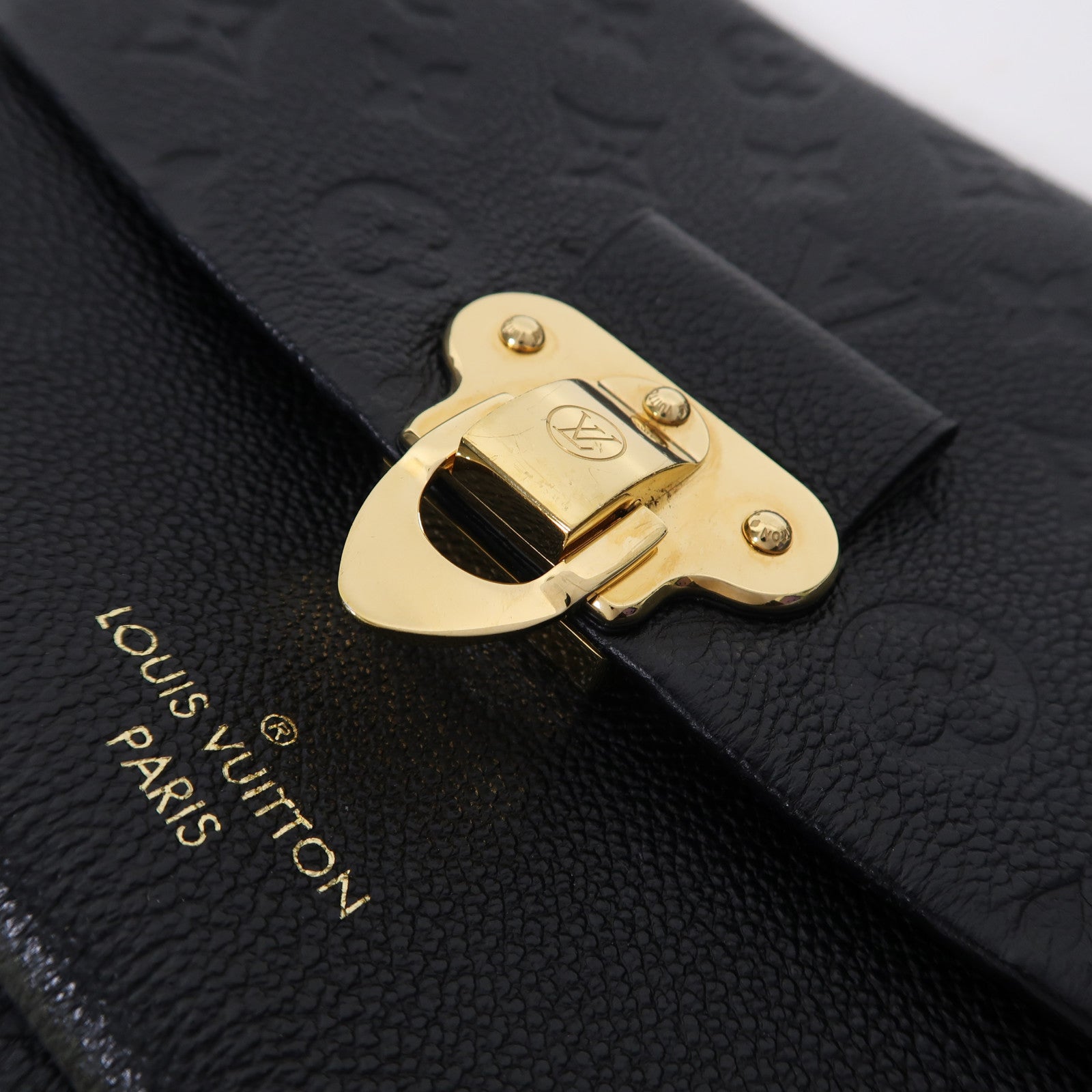 LOUIS VUITTON Monogram Empreinte Vavin PM金扣鏈帶肩背袋黑色