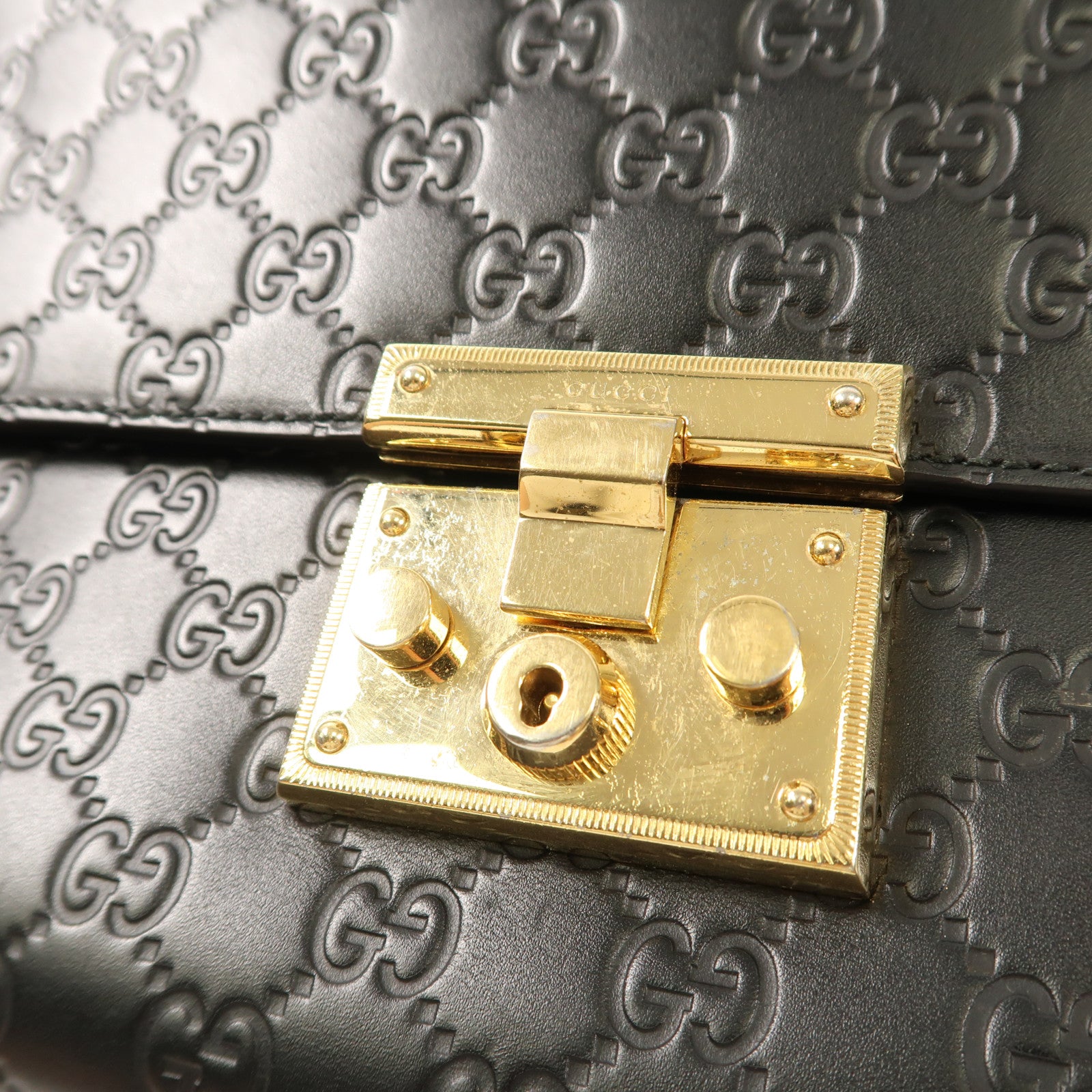 GUCCI 牛皮皮革Shoulder Bag金扣鏈帶肩背袋