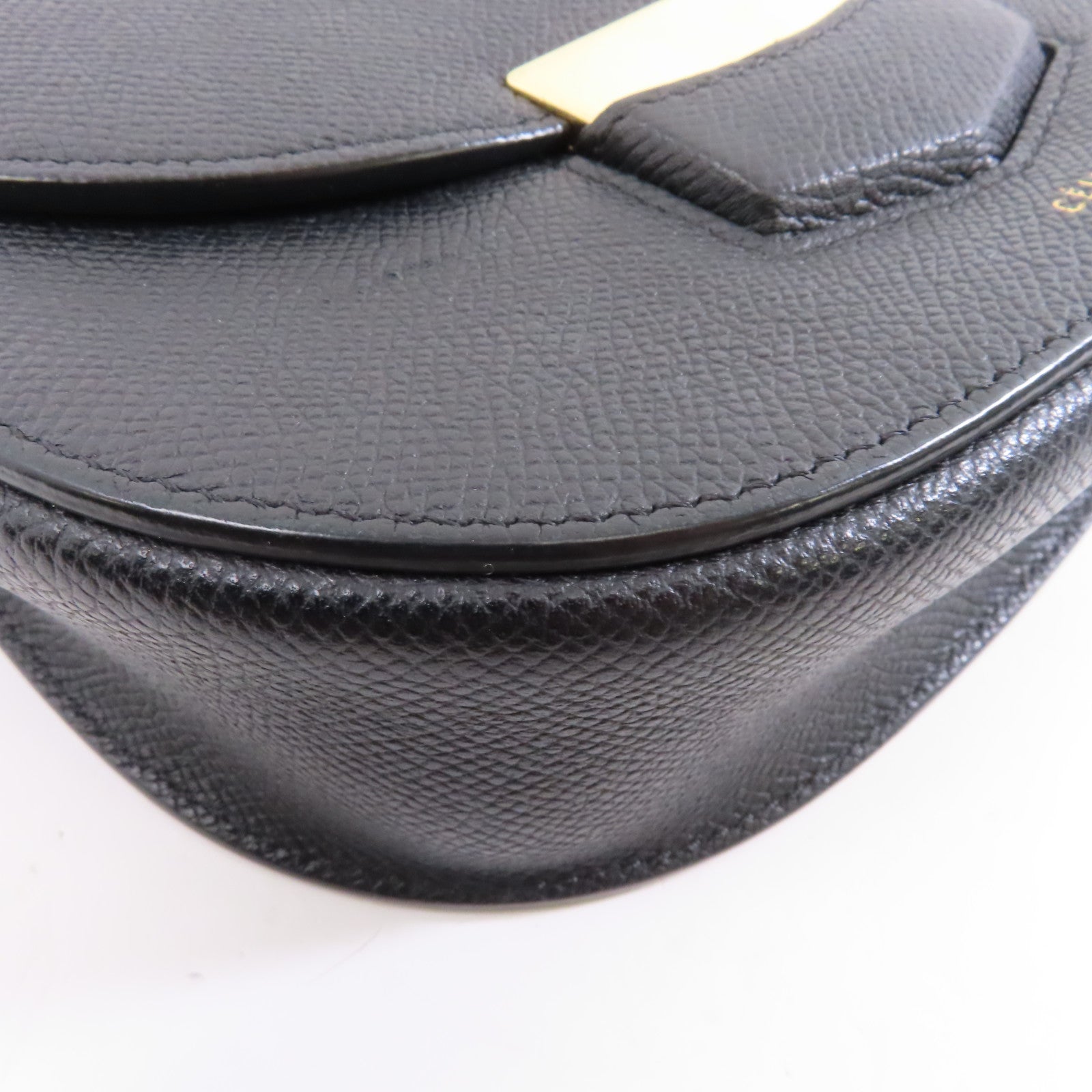 CELINE 牛皮皮革Trotteur金扣肩背袋黑色