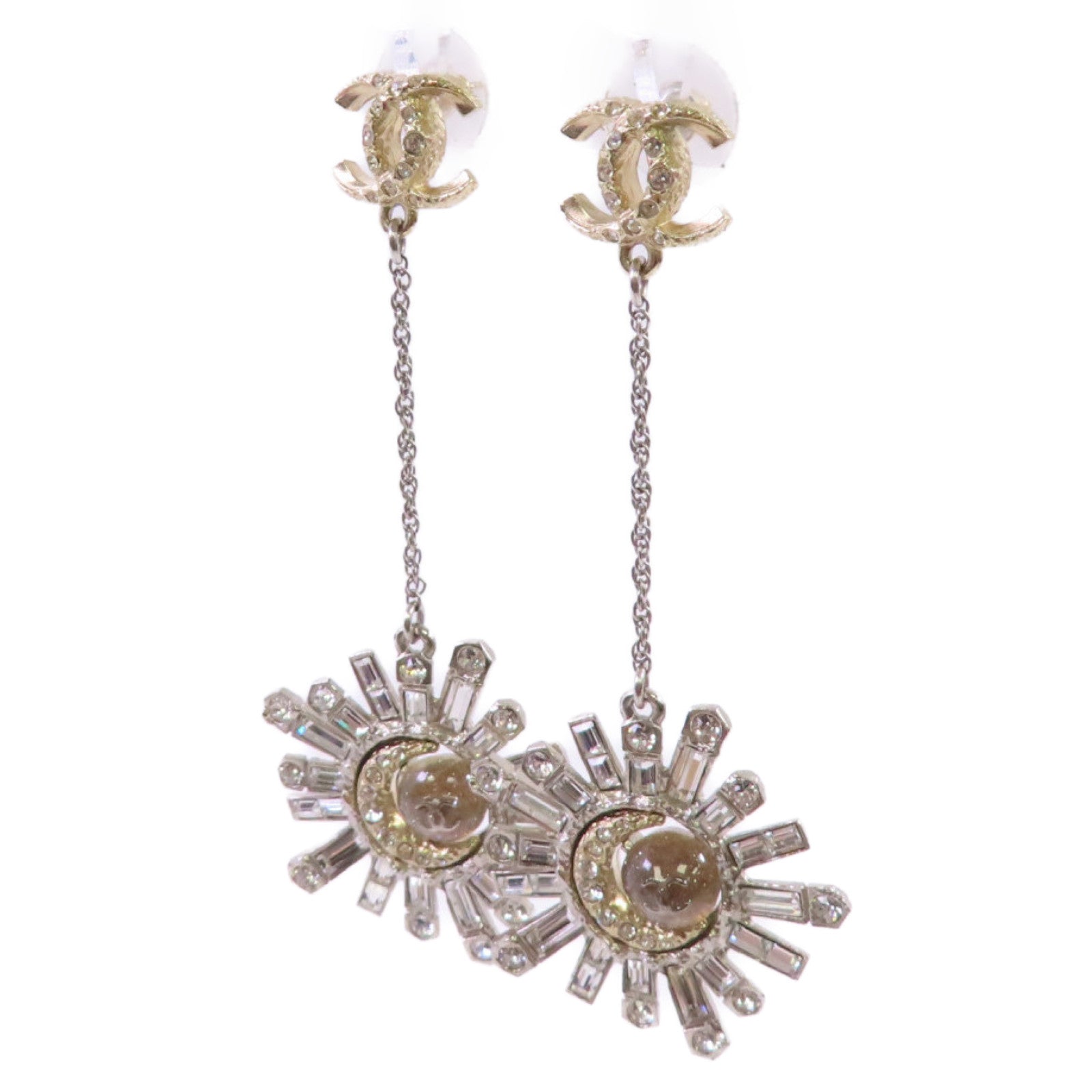 CHANEL 金屬/水鑽Rhinestones CC Earrings耳環金色/銀色
