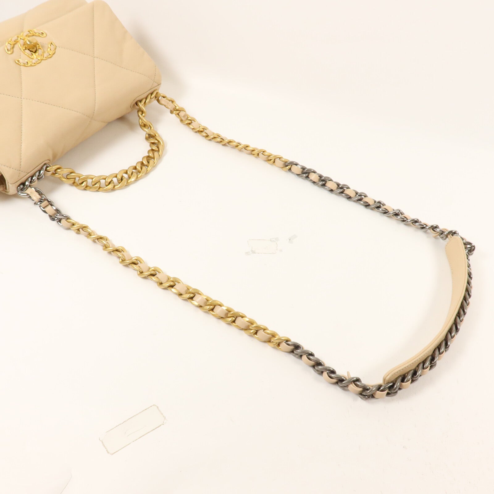 CHANEL 羊皮皮革C19 Small鏈帶手挽肩背兩用袋