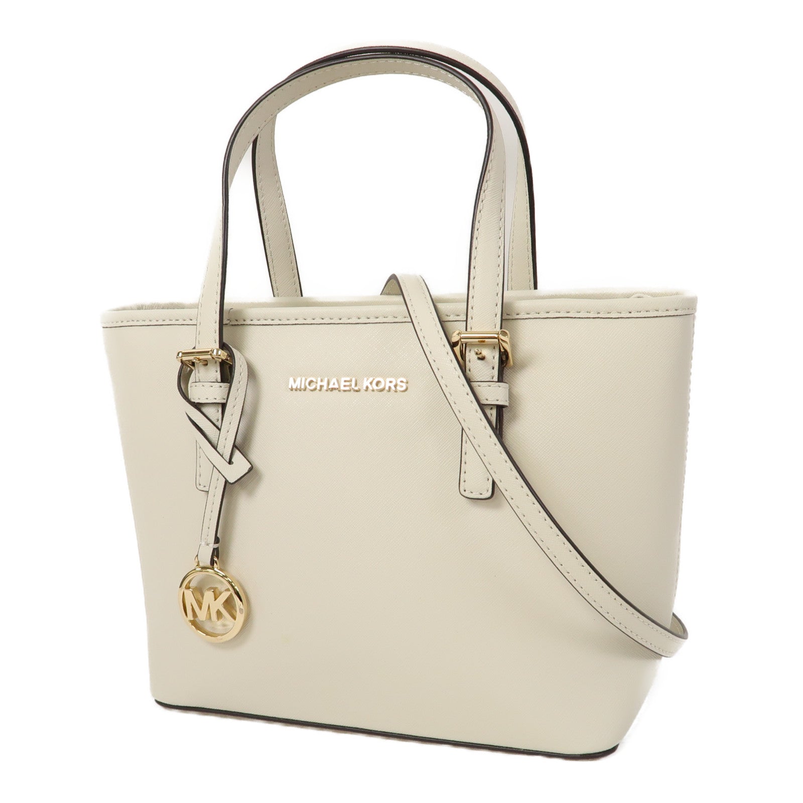 Michael Kors 牛皮皮革Hand Bag金扣手挽肩背兩用袋白色