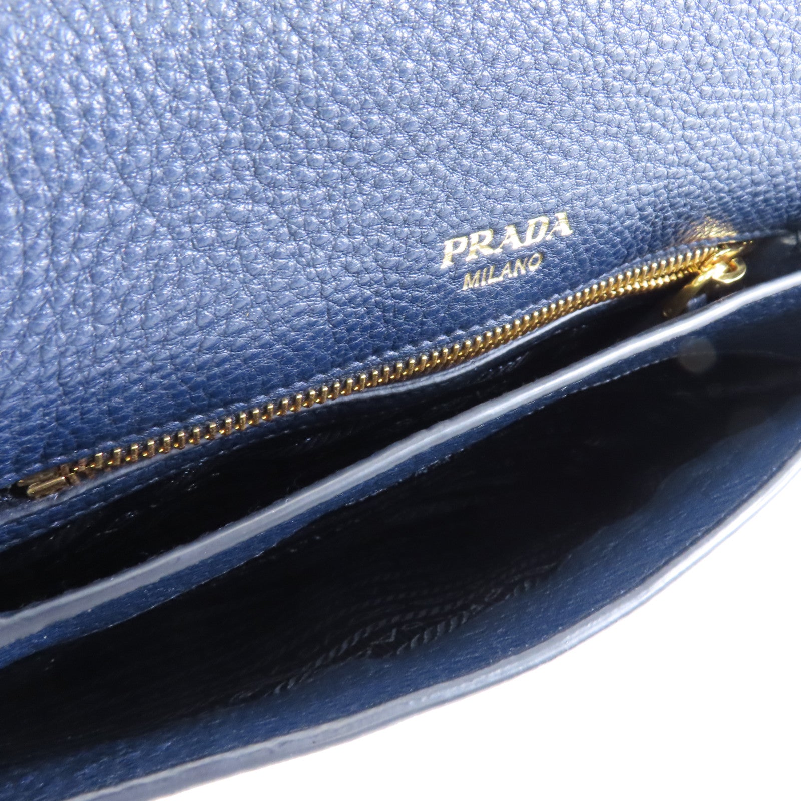 PRADA 牛皮皮革Shoulder Bag金扣肩背袋藍色
