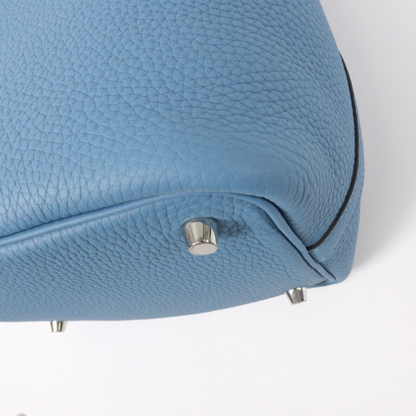HERMES Clemence皮革Picotin PM手挽袋Bleu Jean