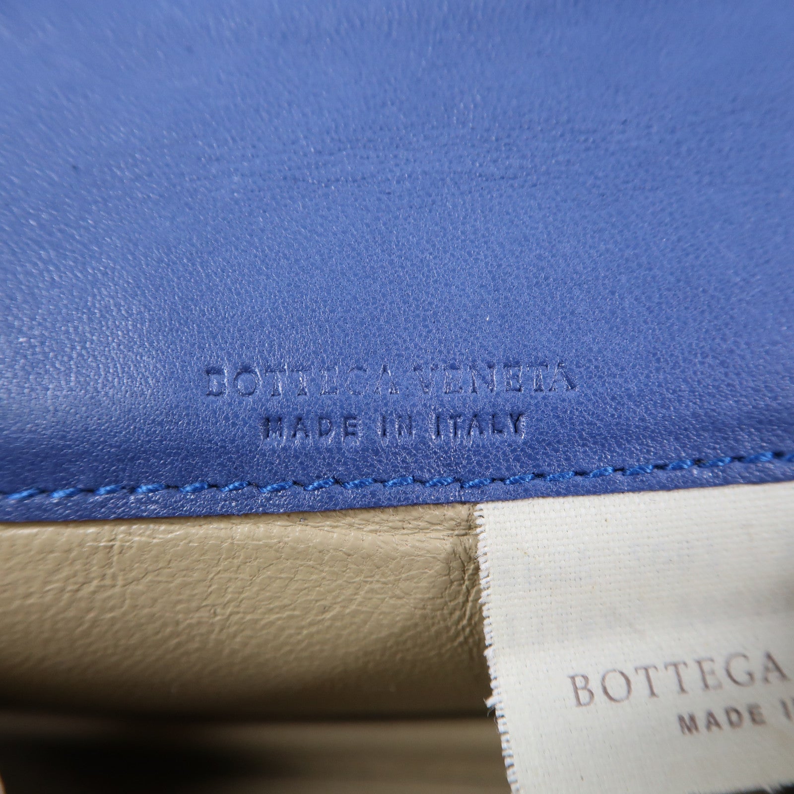 BOTTEGA VENETA 織紋皮革Card Case銀扣卡片套藍色