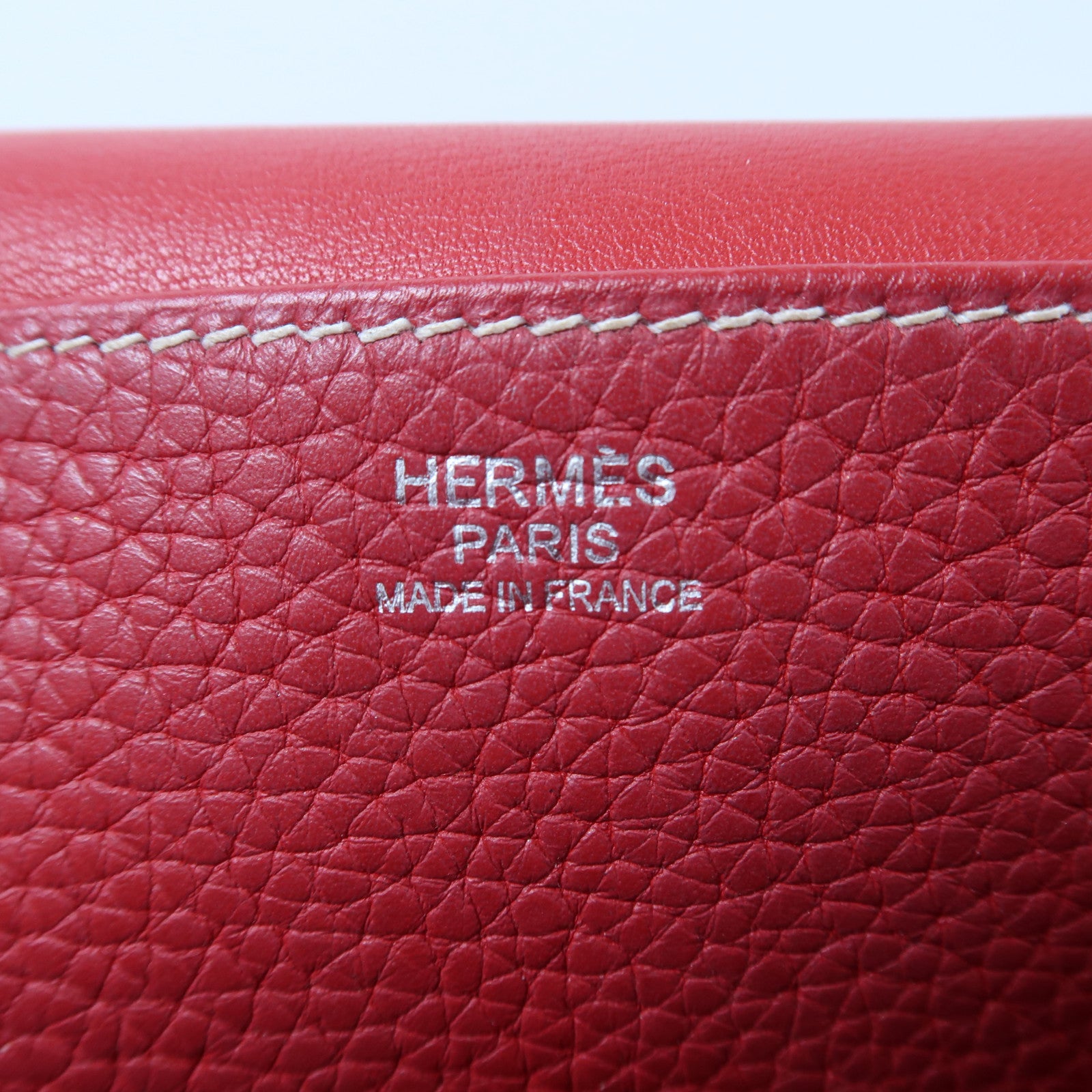 HERMES Clemence皮革Halzan 31銀扣手挽肩背兩用袋法拉利紅色