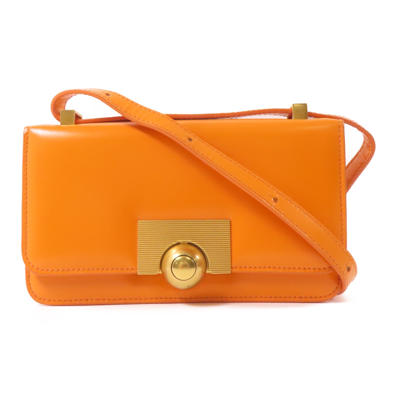 BOTTEGA VENETA 牛皮皮革Mini The Classic金扣手挽肩背兩用袋橙色