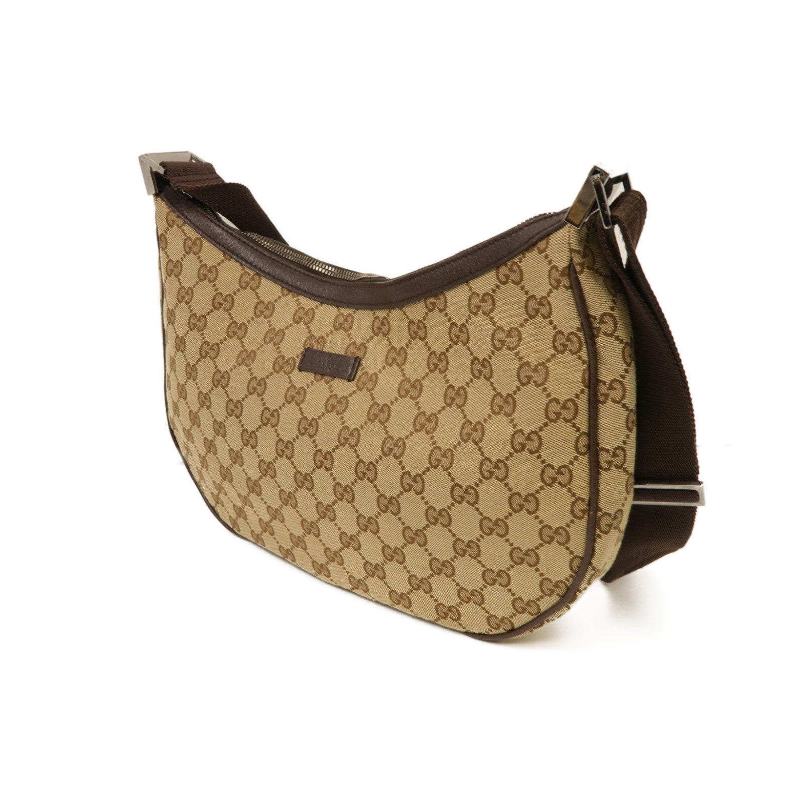 GUCCI 帆布Shoulder Bag銀扣肩背袋啡色