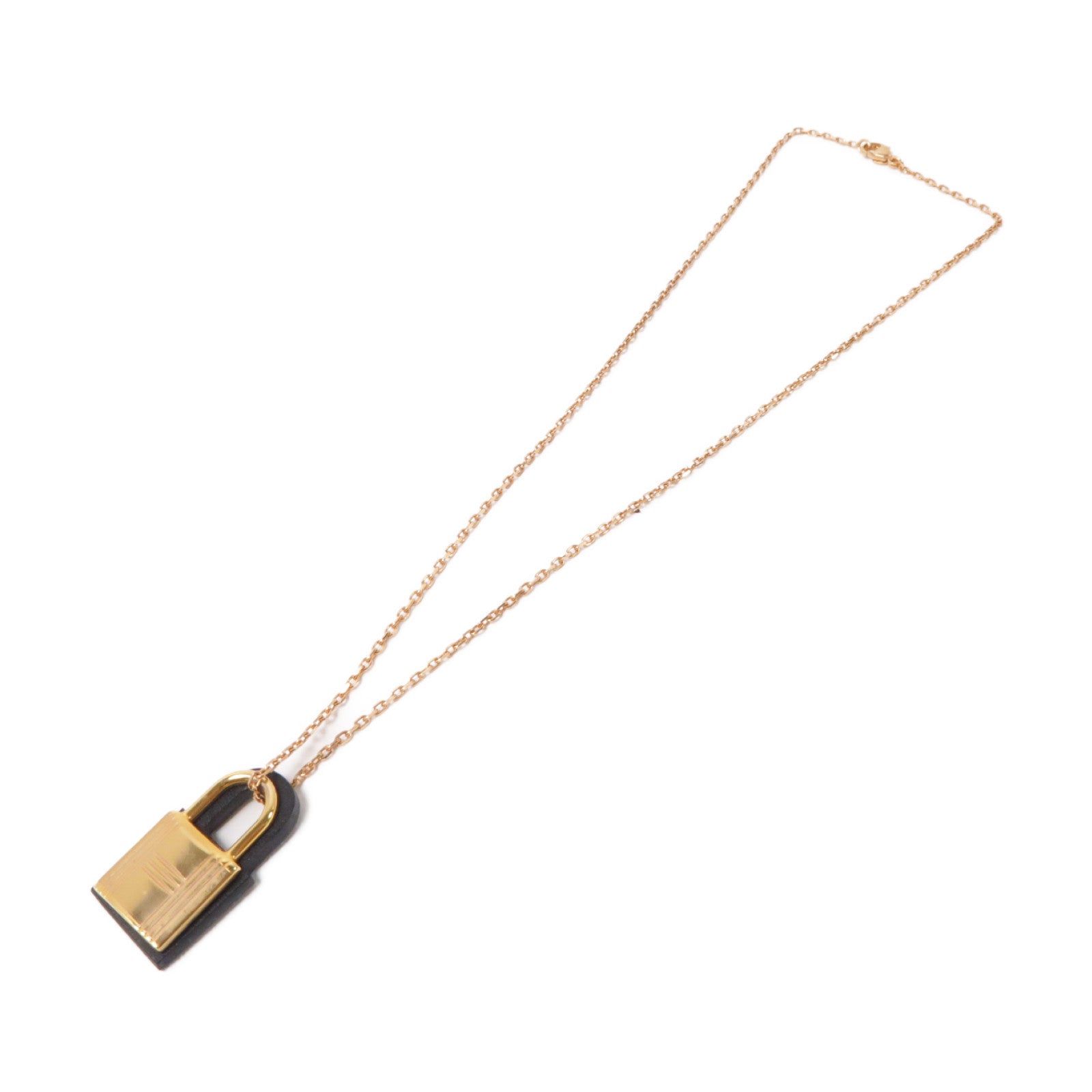 HERMES 皮革/金屬O'Kelly Necklace項鏈黑色/啡色