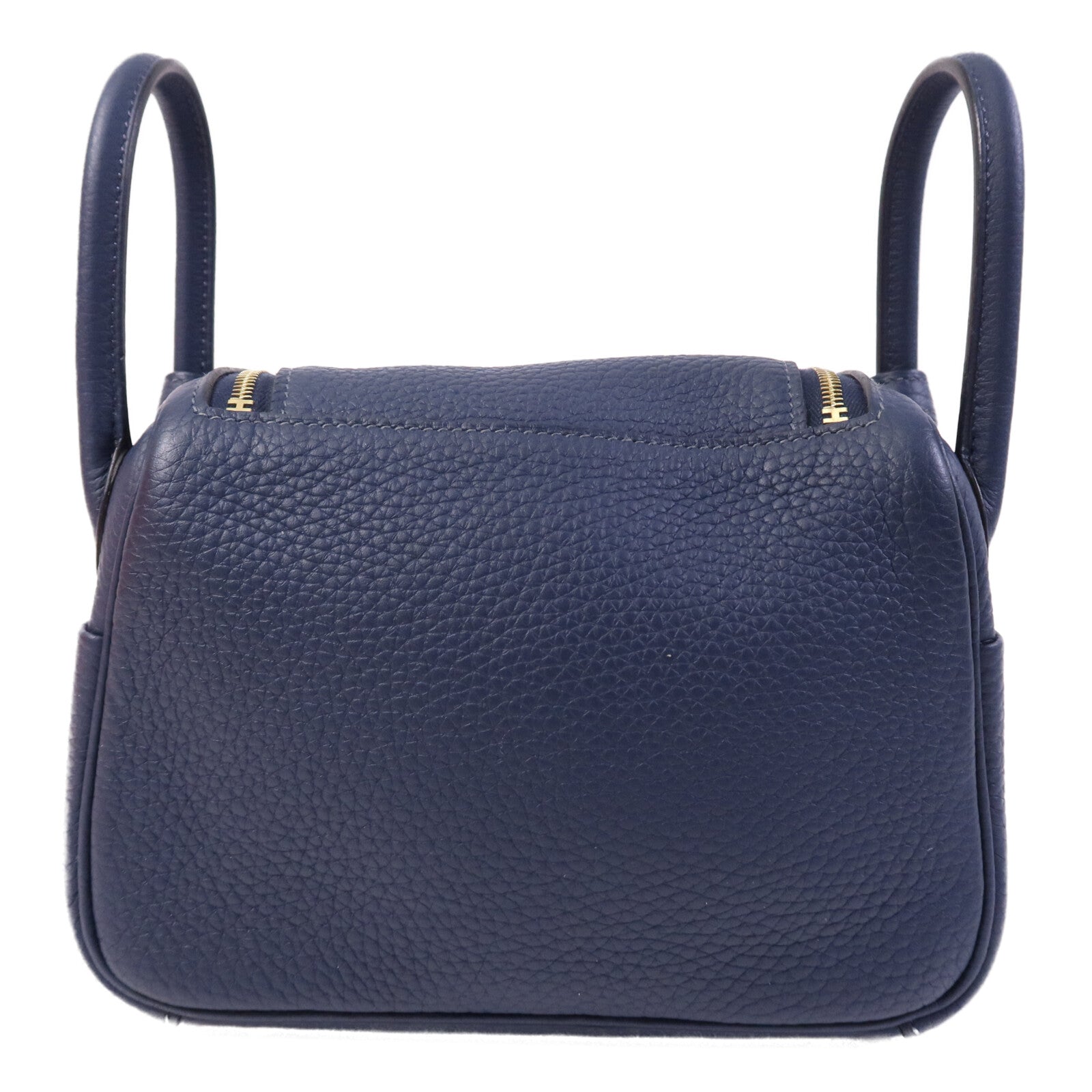 HERMES Clemence皮革Mini Lindy金扣手挽肩背兩用袋Bleu Nuit