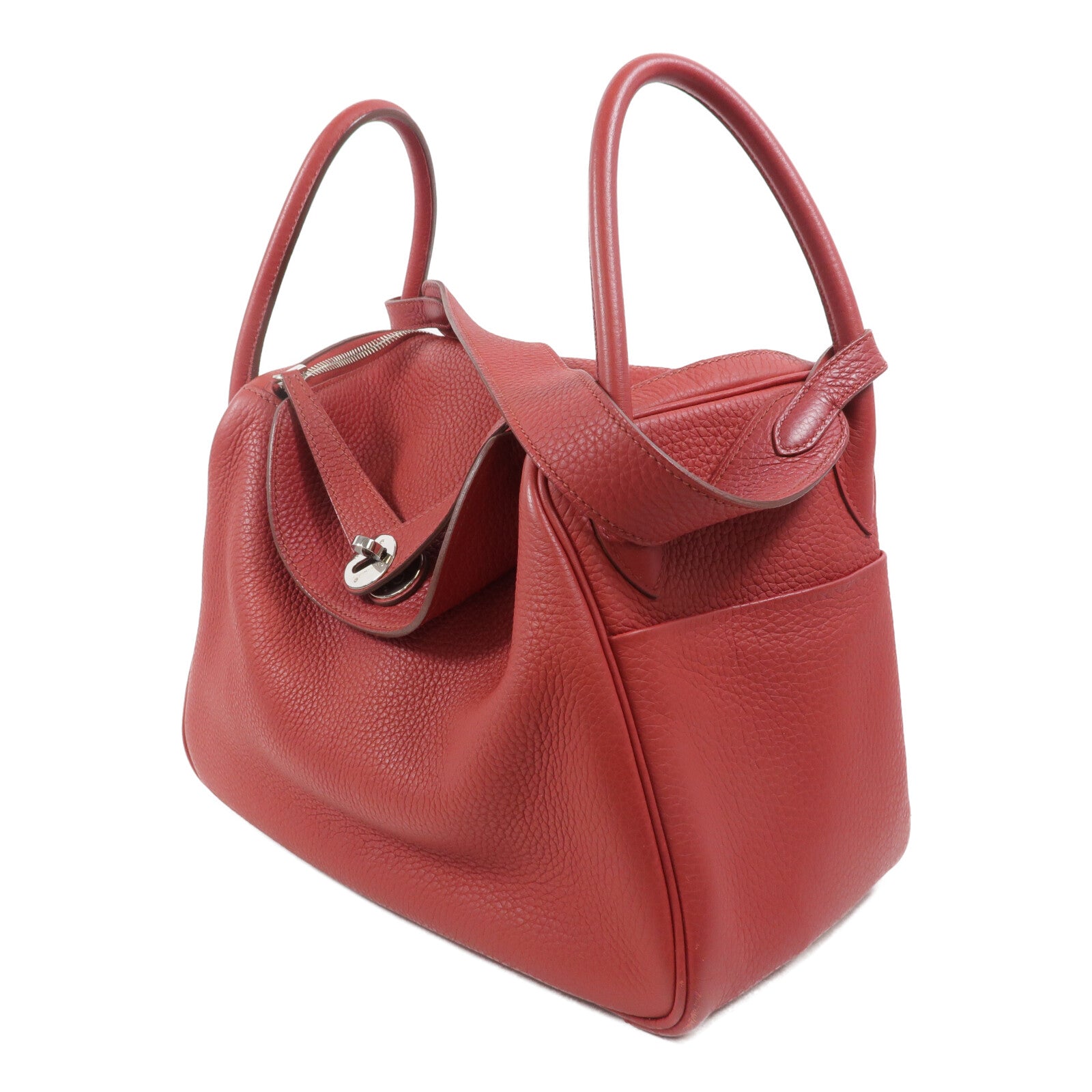 HERMES Togo皮革Lindy 30手挽肩背兩用袋Rouge Garance