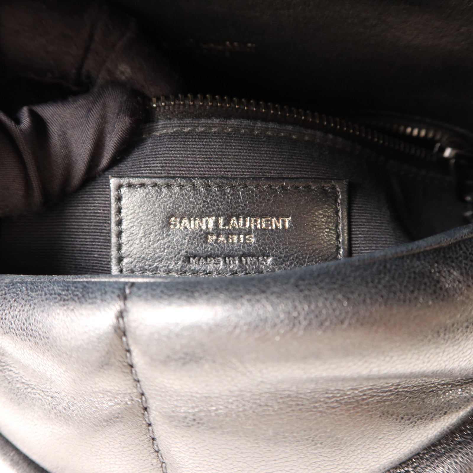 SAINT LAURENT 羊皮皮革Shoulder Bag銀扣手挽肩背兩用袋