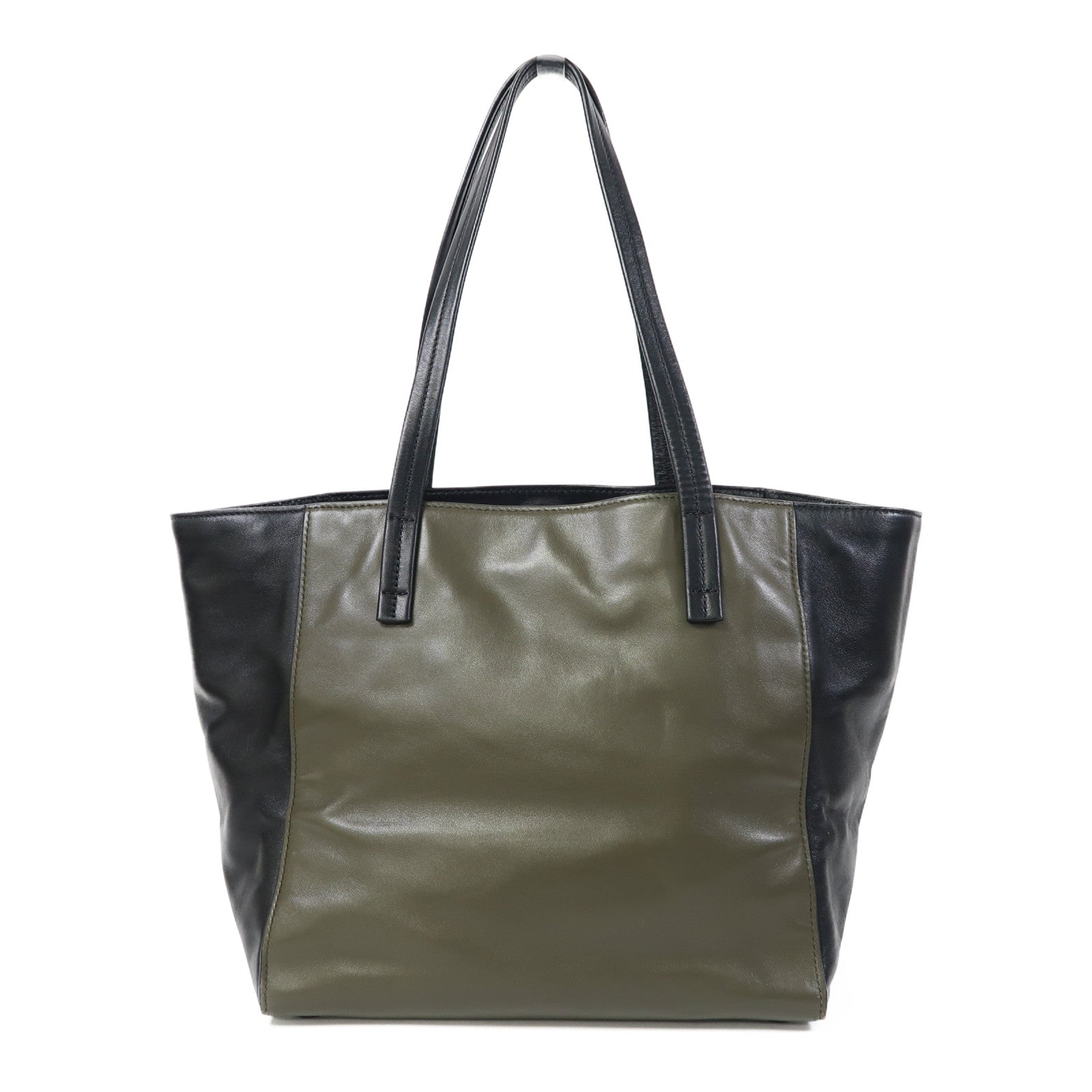 PRADA 牛皮皮革Shoulder Bag銀扣肩背袋綠色/黑色