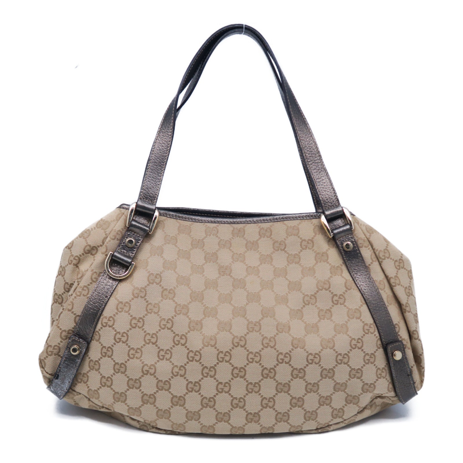 GUCCI 【激減優惠】帆布Shoulder Bag金扣肩背袋啡色/灰色