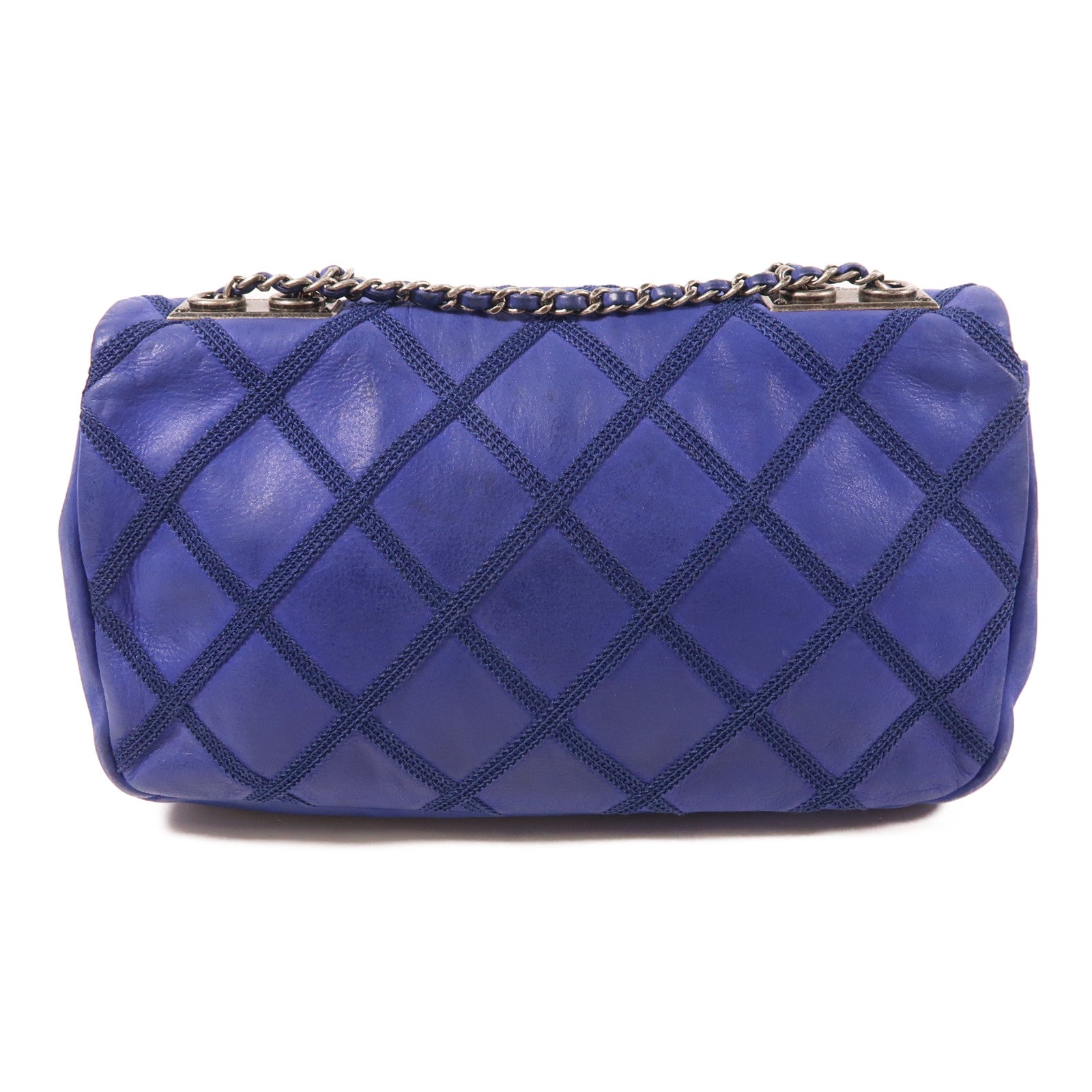 CHANEL 牛皮皮革Chain Shoulder銀扣鏈帶肩背袋