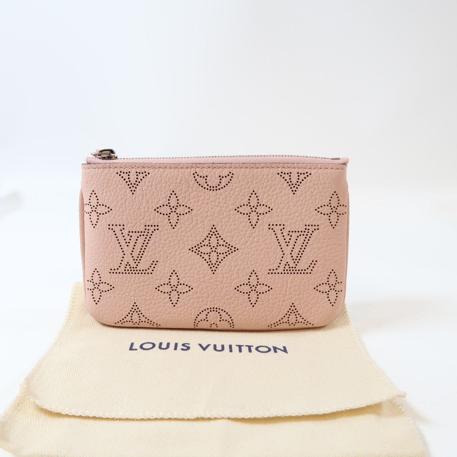 LOUIS VUITTON Monogram Mahina Key Pouch銀扣零錢包粉紅色