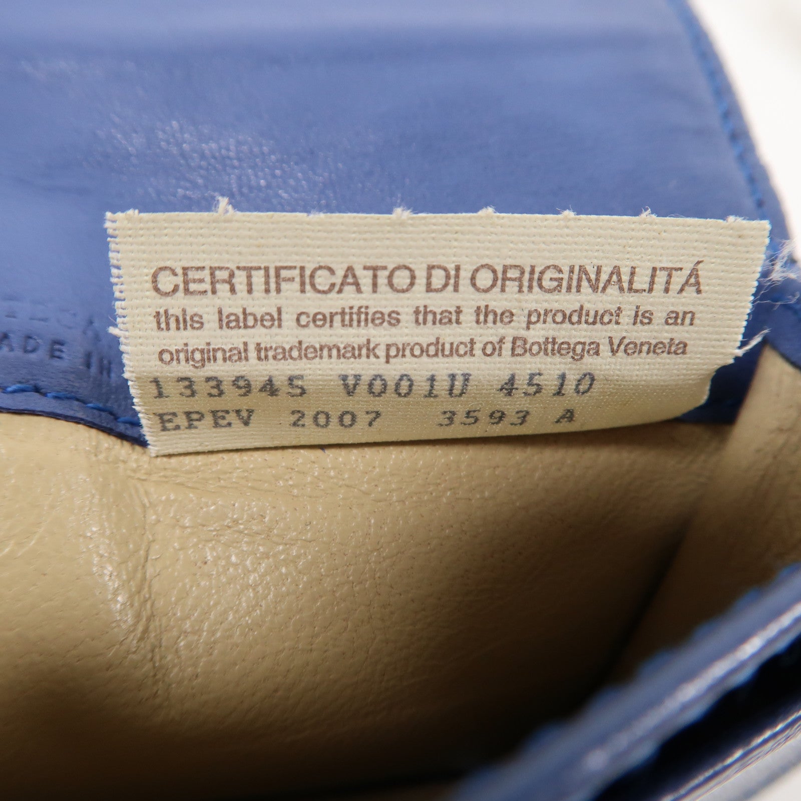 BOTTEGA VENETA 織紋皮革Card Case銀扣卡片套藍色