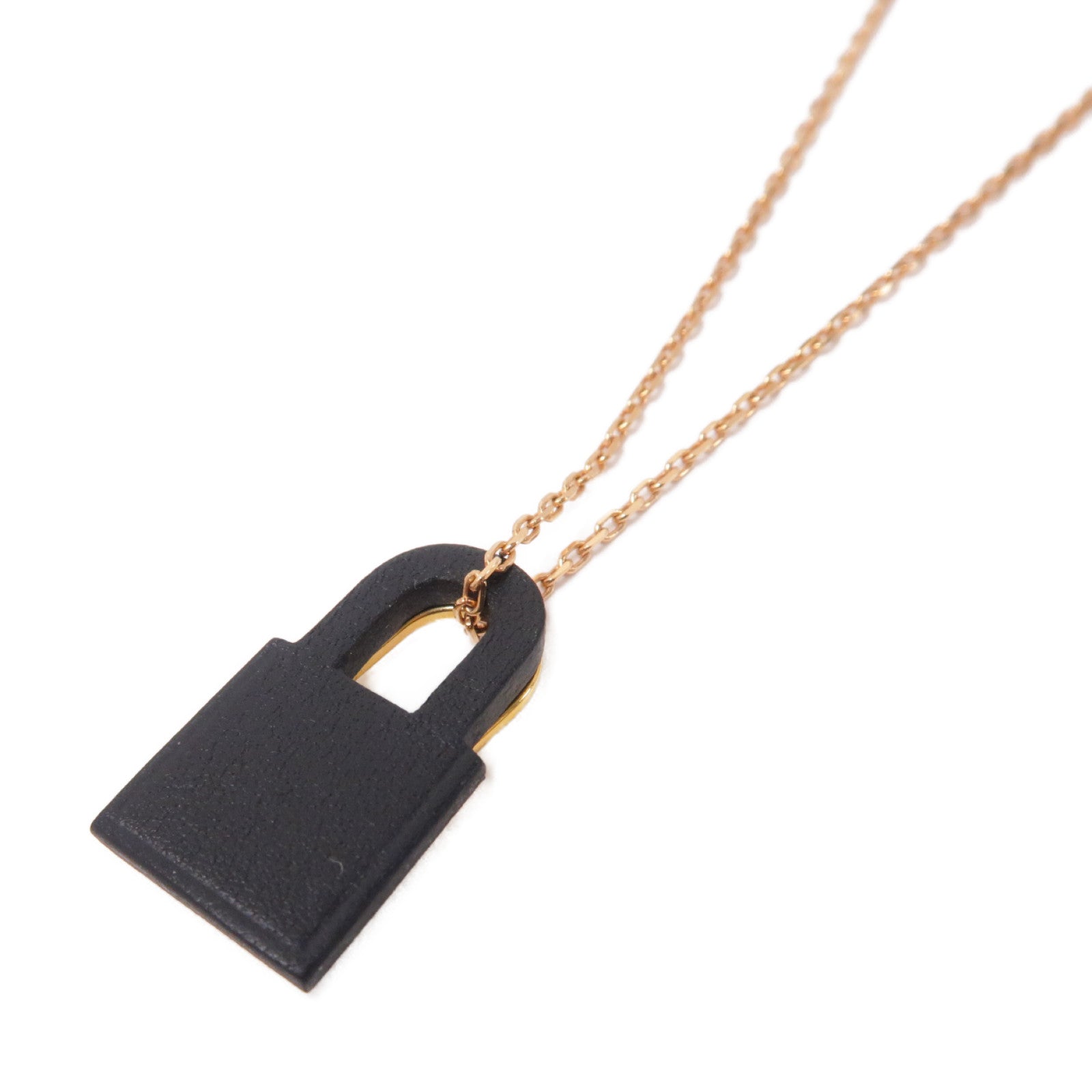 HERMES 皮革/金屬O'Kelly Necklace項鏈黑色/啡色