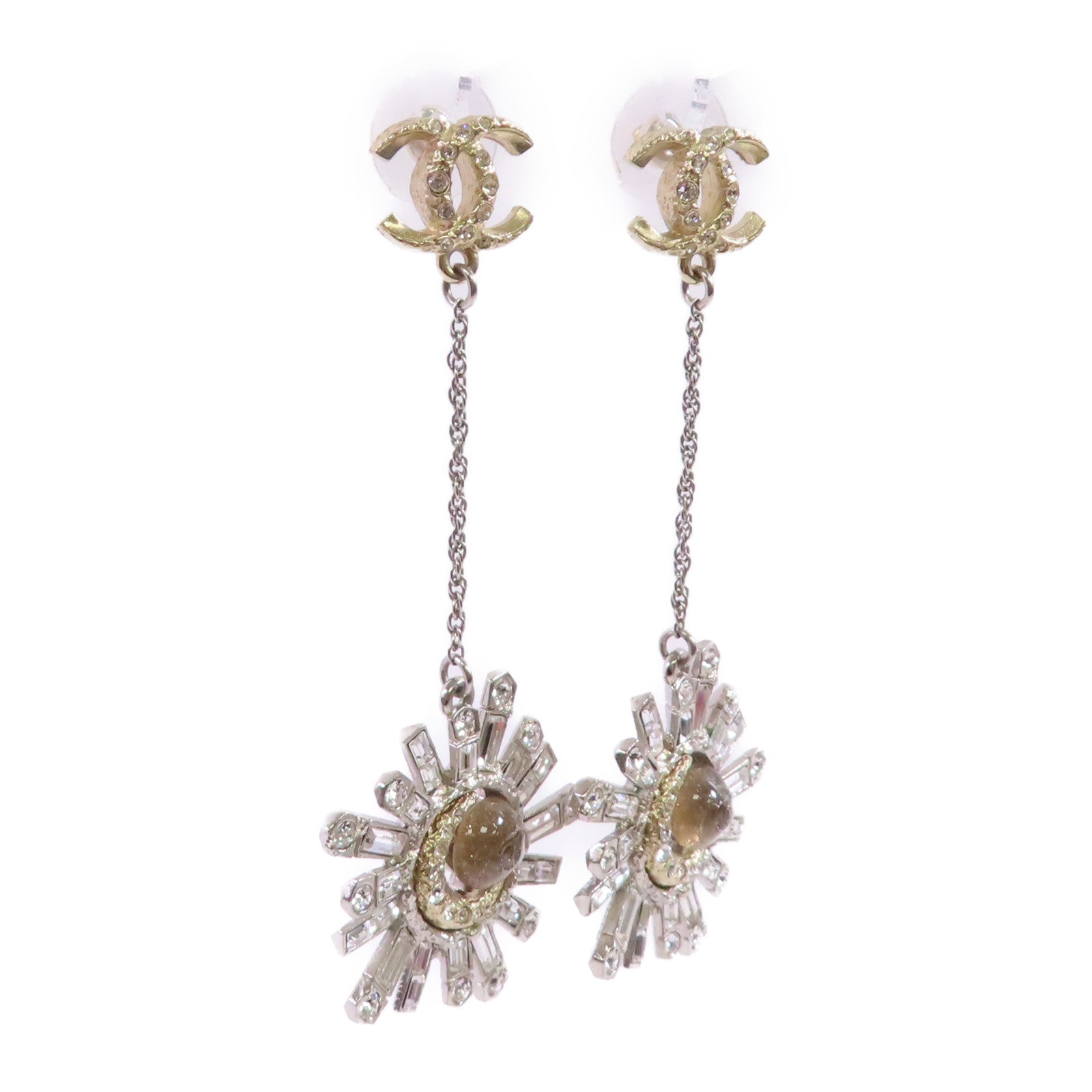 CHANEL 金屬/水鑽Rhinestones CC Earrings耳環金色/銀色