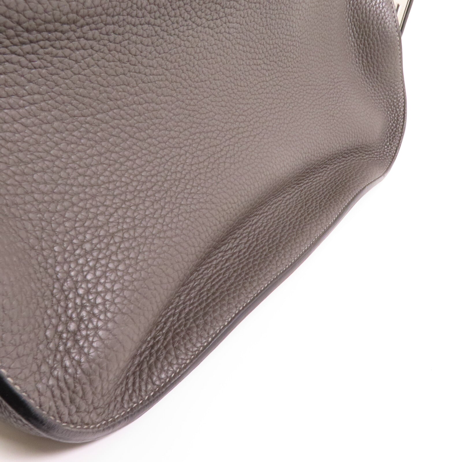 HERMES Clemence皮革Jypesiere 37銀扣肩背袋Etain