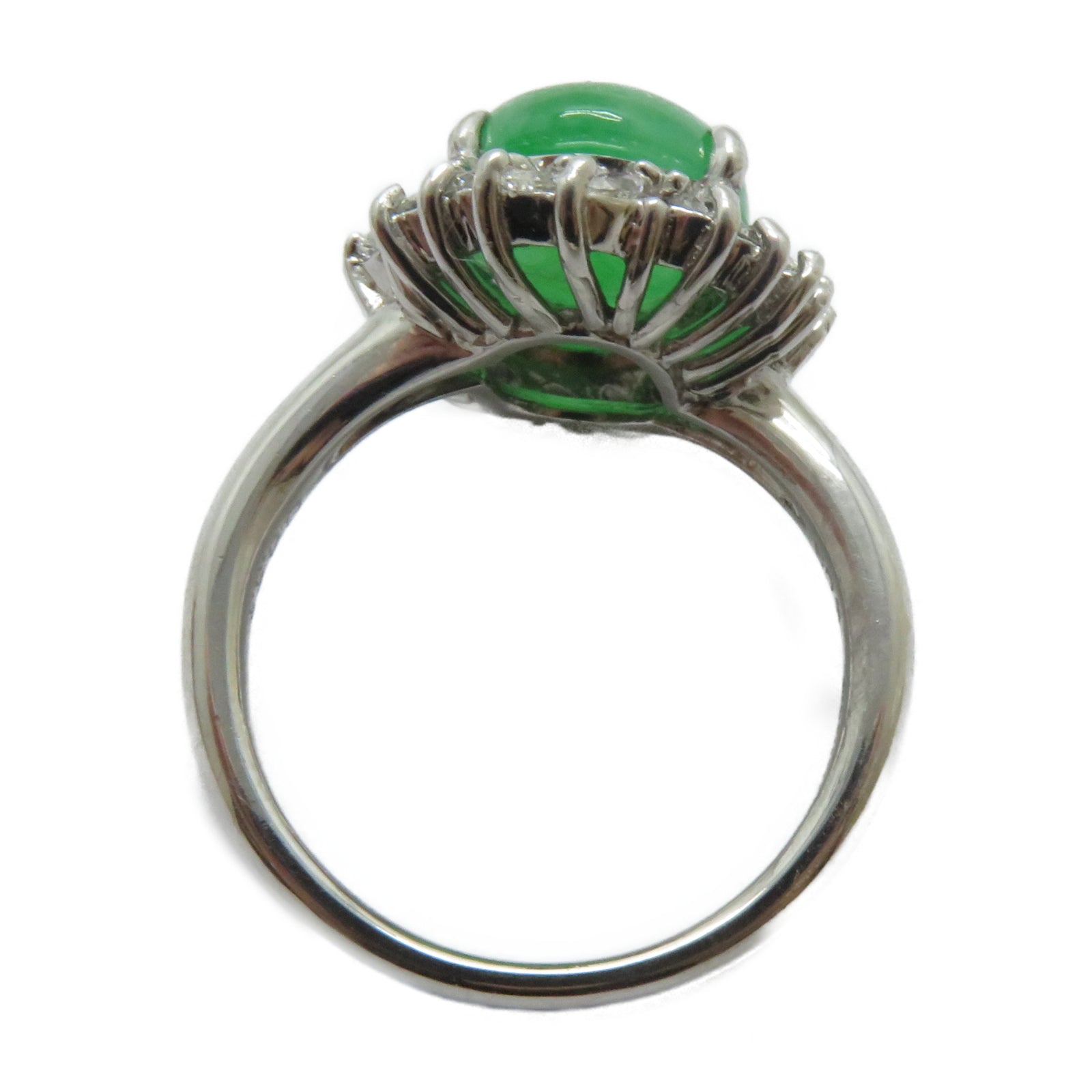 JEWELRY PT900鉑金Jade Ring 5.03ct翡翠/0.53ct鑚石戒指US#6.25