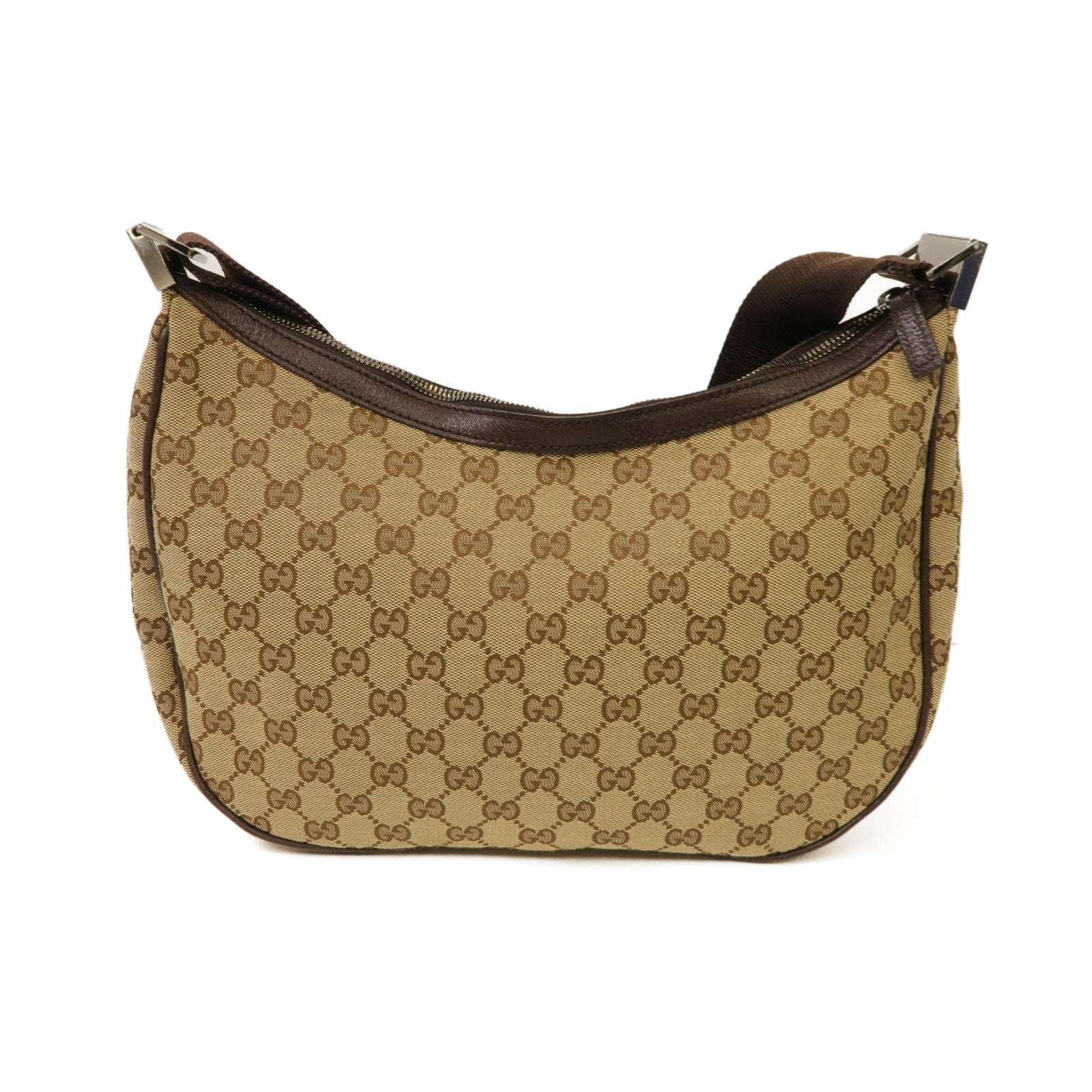 GUCCI 帆布Shoulder Bag銀扣肩背袋啡色