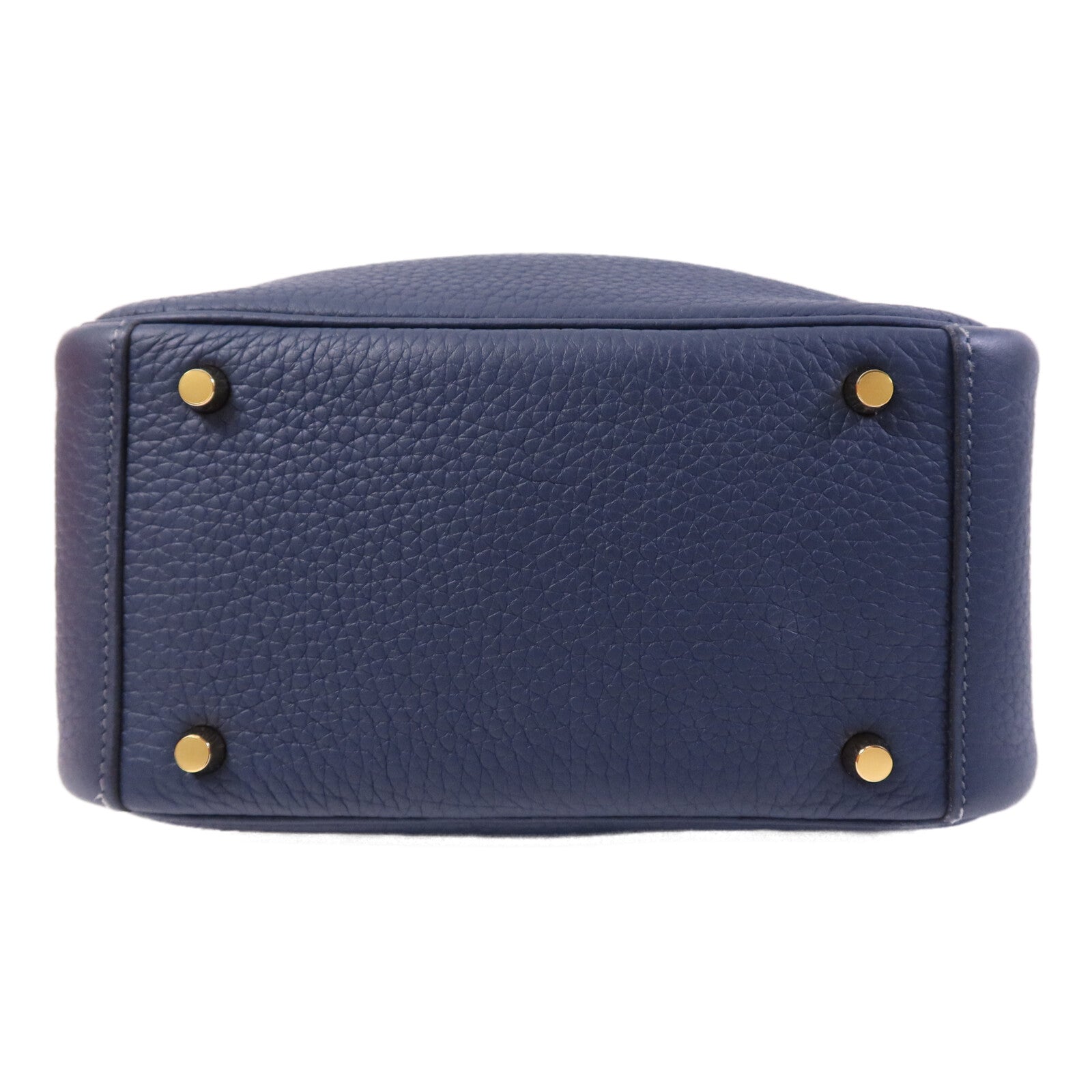 HERMES Clemence皮革Mini Lindy金扣手挽肩背兩用袋Bleu Nuit
