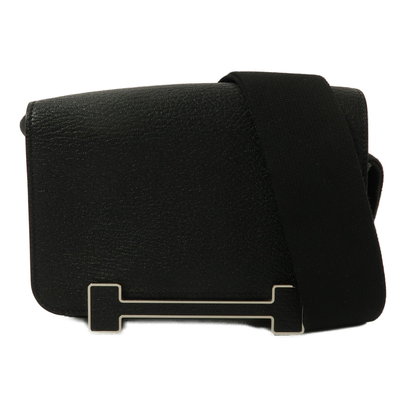 HERMES Chevre皮革Geta肩背袋Noir
