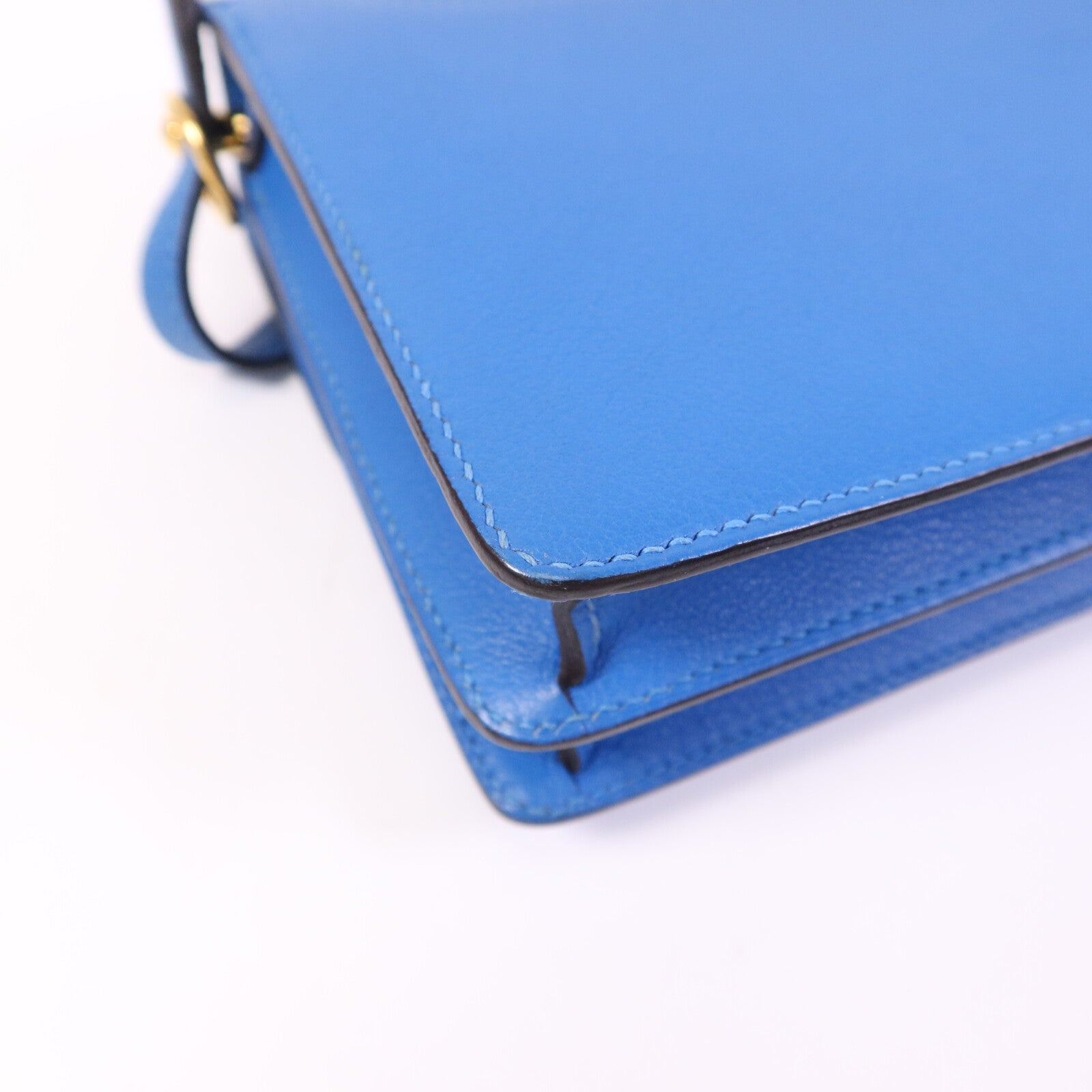 HERMES Evercolor皮革Mini Roulis金扣肩背袋Blue Zanzibar