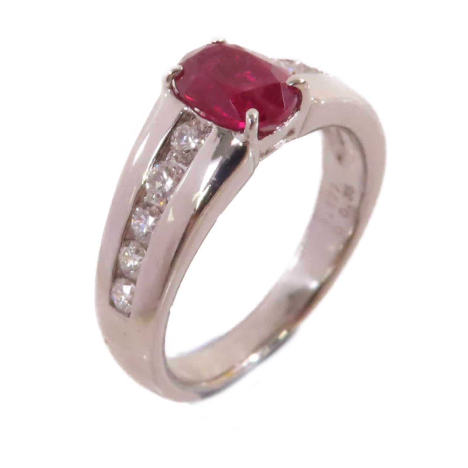 JEWELRY 【激減優惠】PT900鉑金/1.177ct紅寶石/0.35ct鑽石Ruby Diamond Ring戒指US#5.25