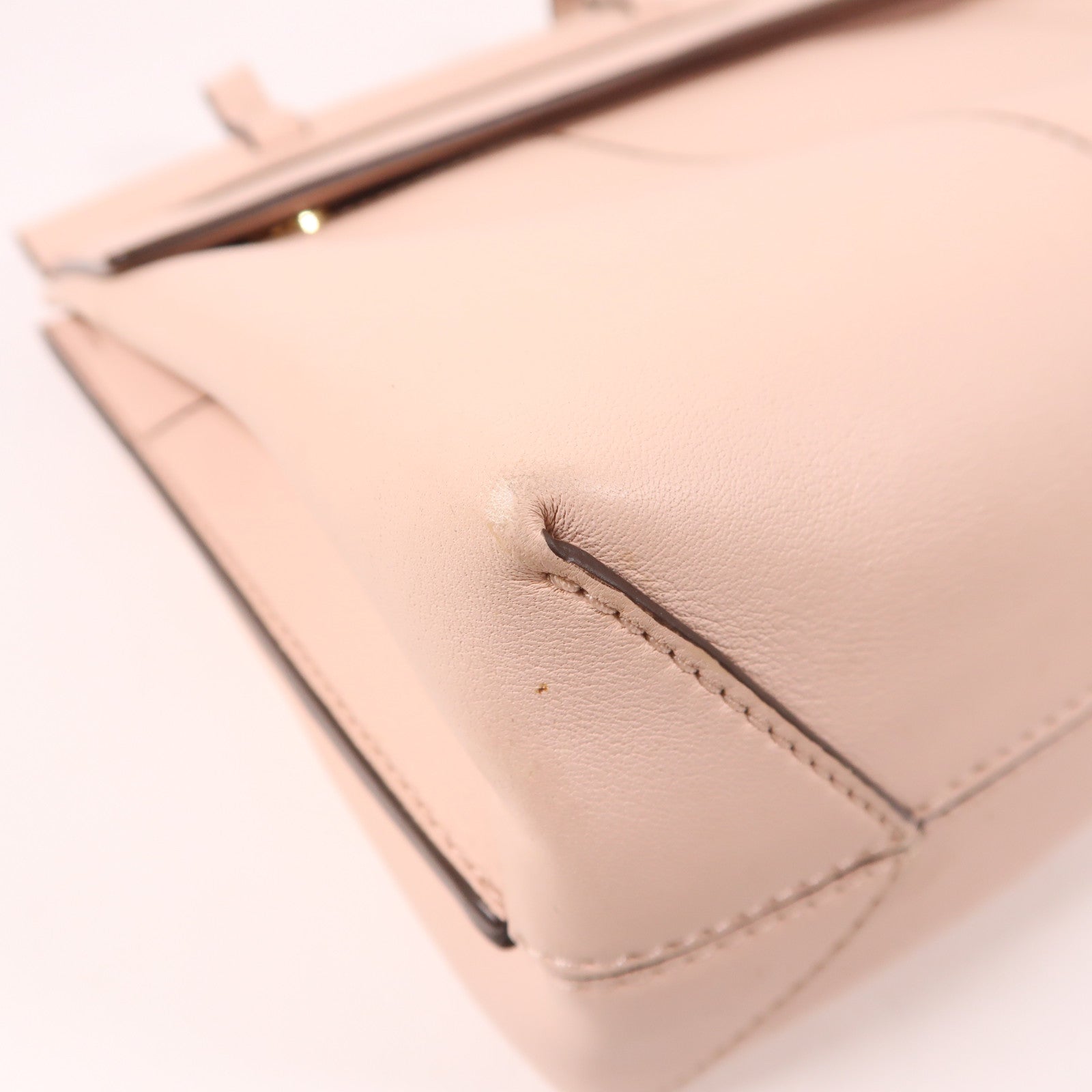 牛皮皮革Shoulder Bag金扣手挽肩背兩用袋粉紅色