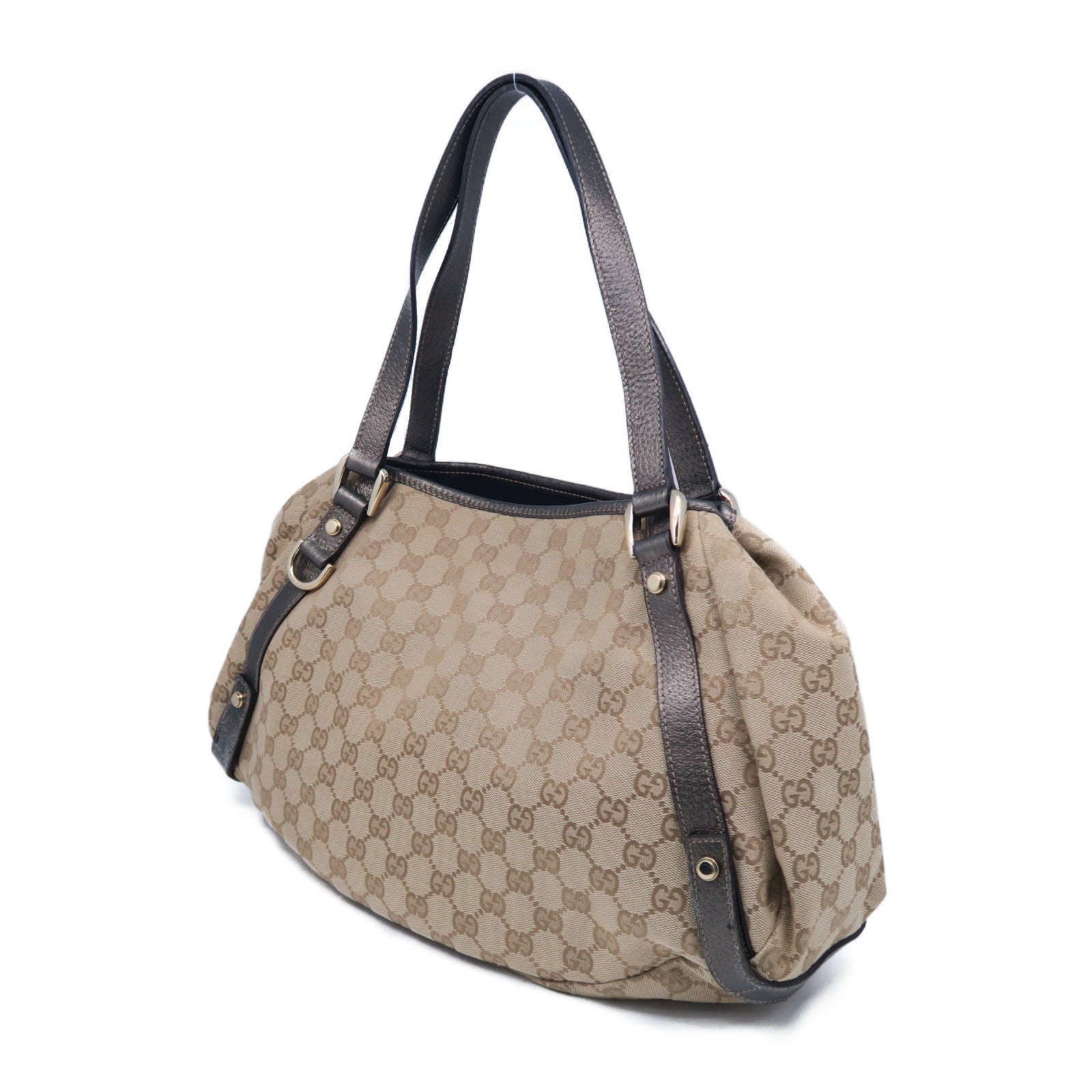 GUCCI 【激減優惠】帆布Shoulder Bag金扣肩背袋啡色/灰色