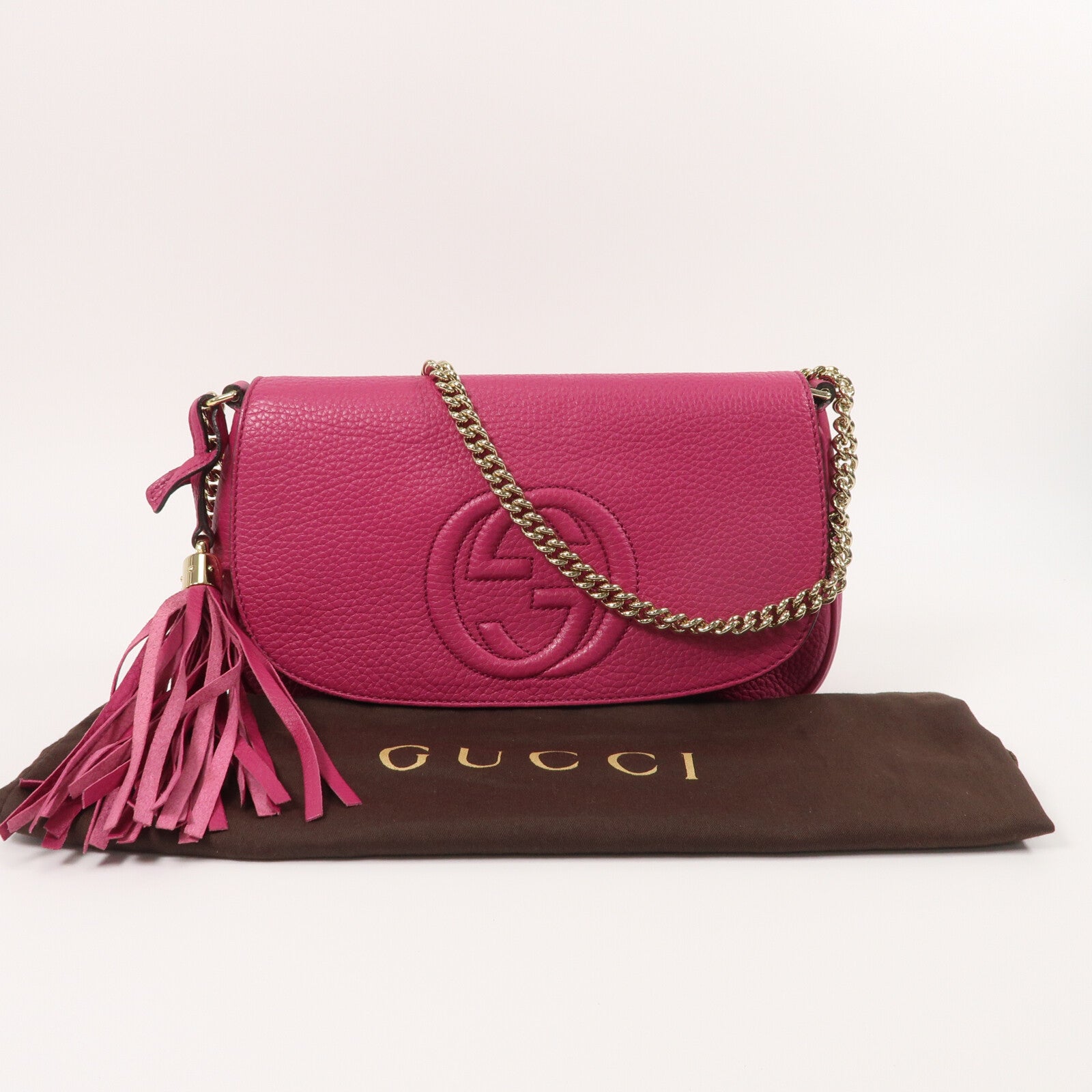 GUCCI 牛皮皮革Soho鏈帶肩背袋