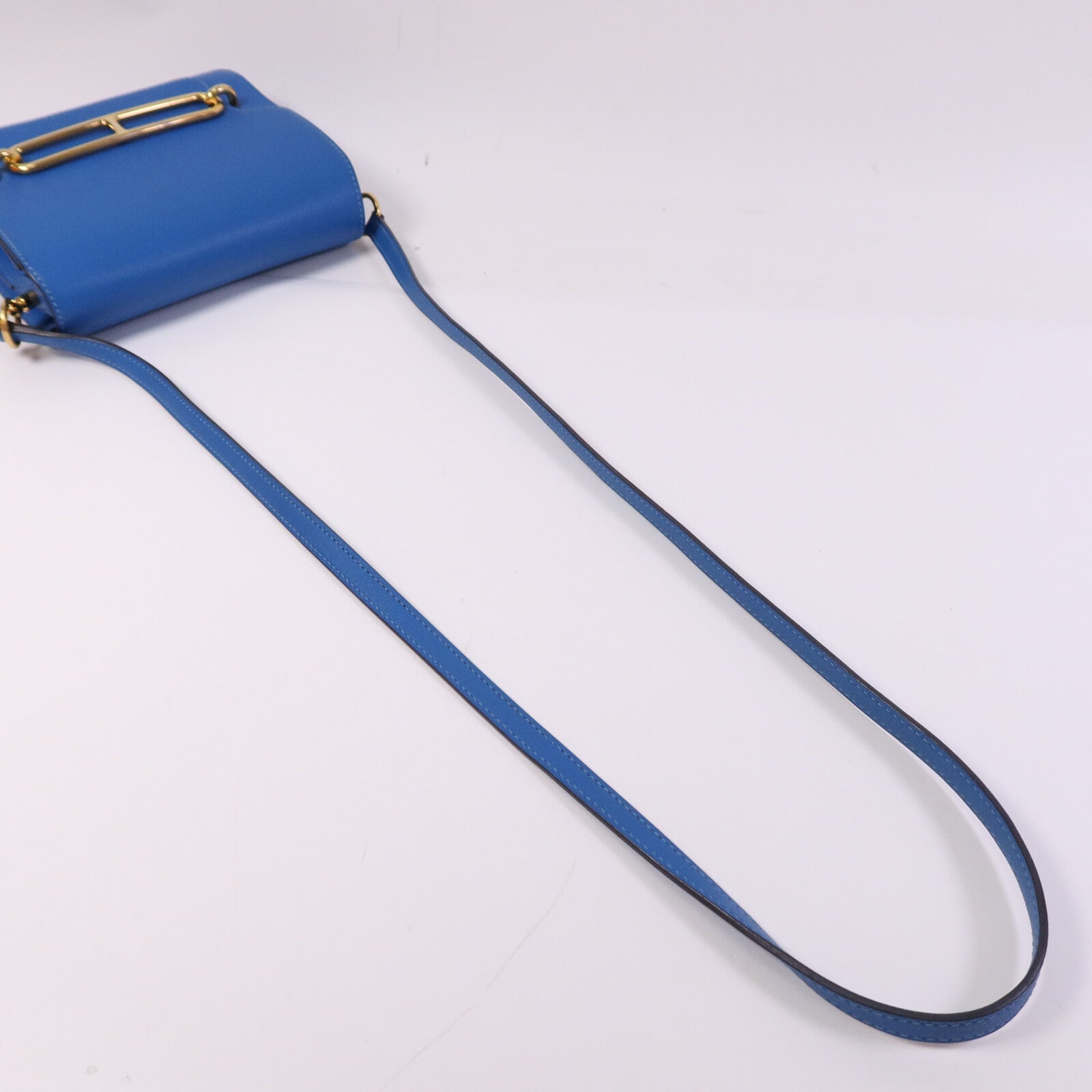 HERMES Evercolor皮革Mini Roulis金扣肩背袋Blue Zanzibar